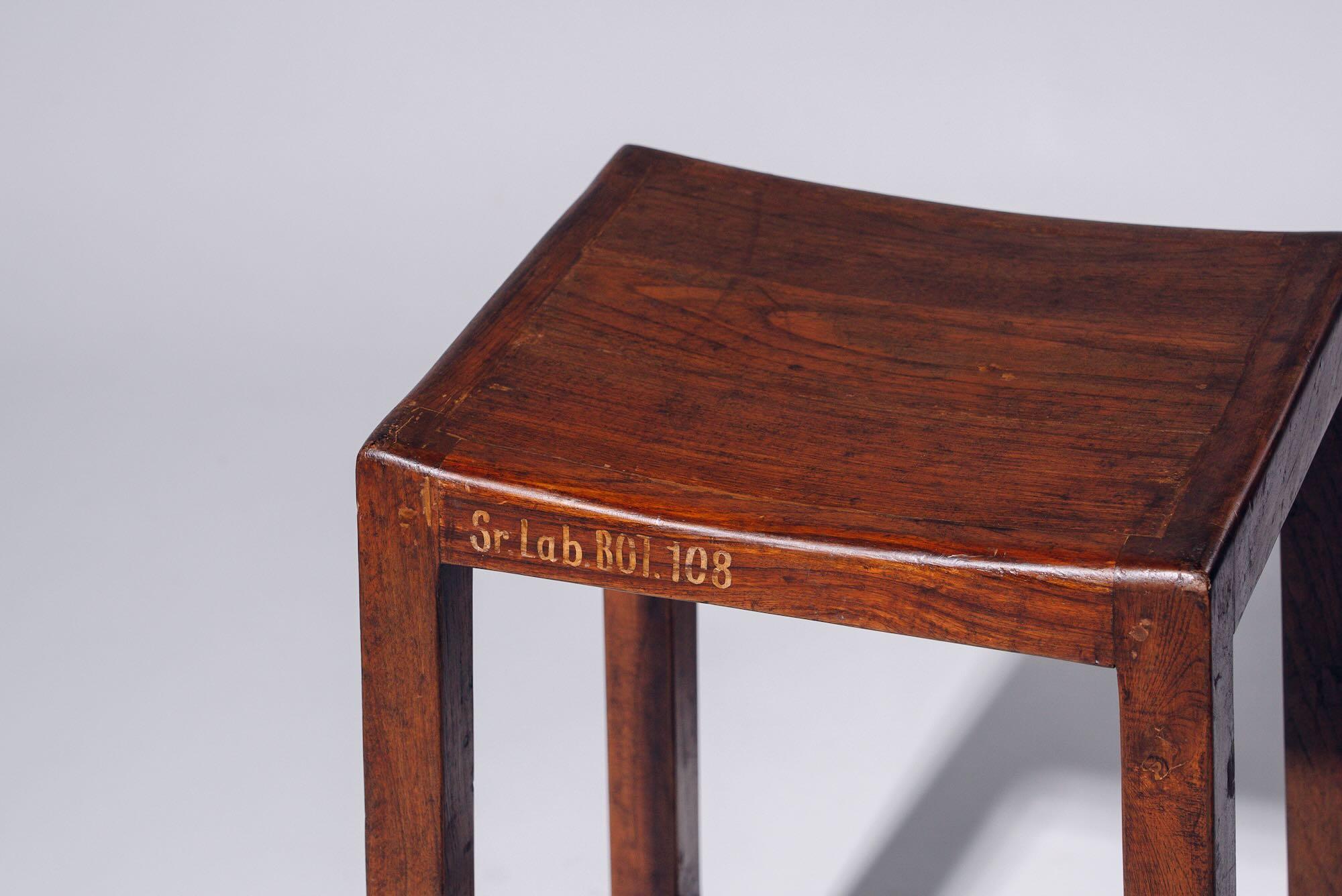 20th Century Wood H-leg Stool by Pierre Jeanneret for Chandigarh, India, Circa 1960 For Sale