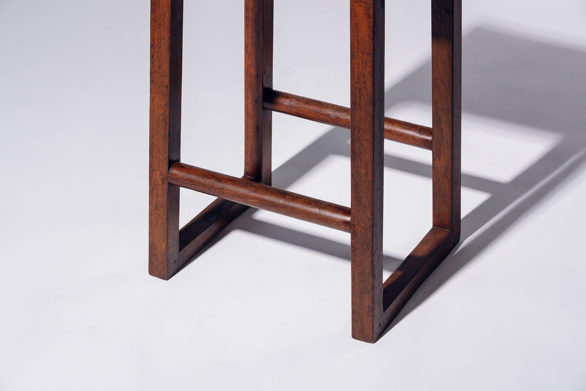 Teak Wood H-leg Stool by Pierre Jeanneret for Chandigarh, India, Circa 1960 For Sale