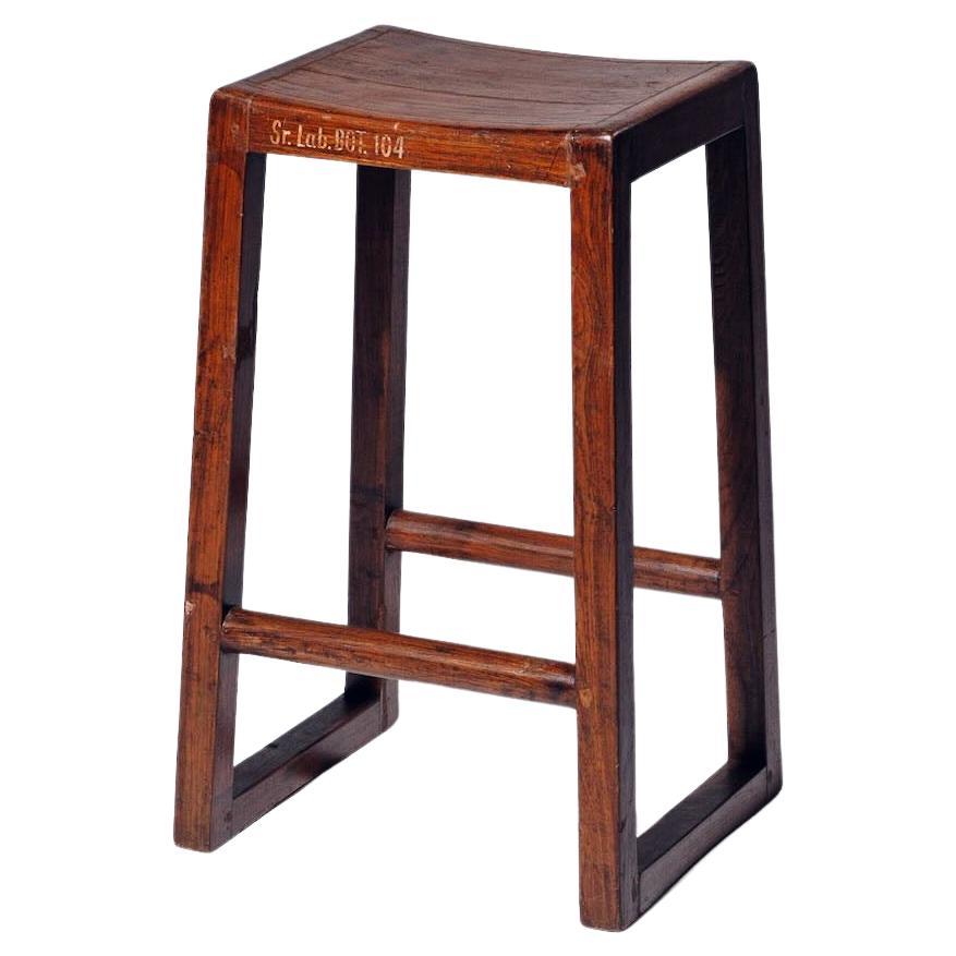 Wood H-leg Stool by Pierre Jeanneret for Chandigarh, India, Circa 1960