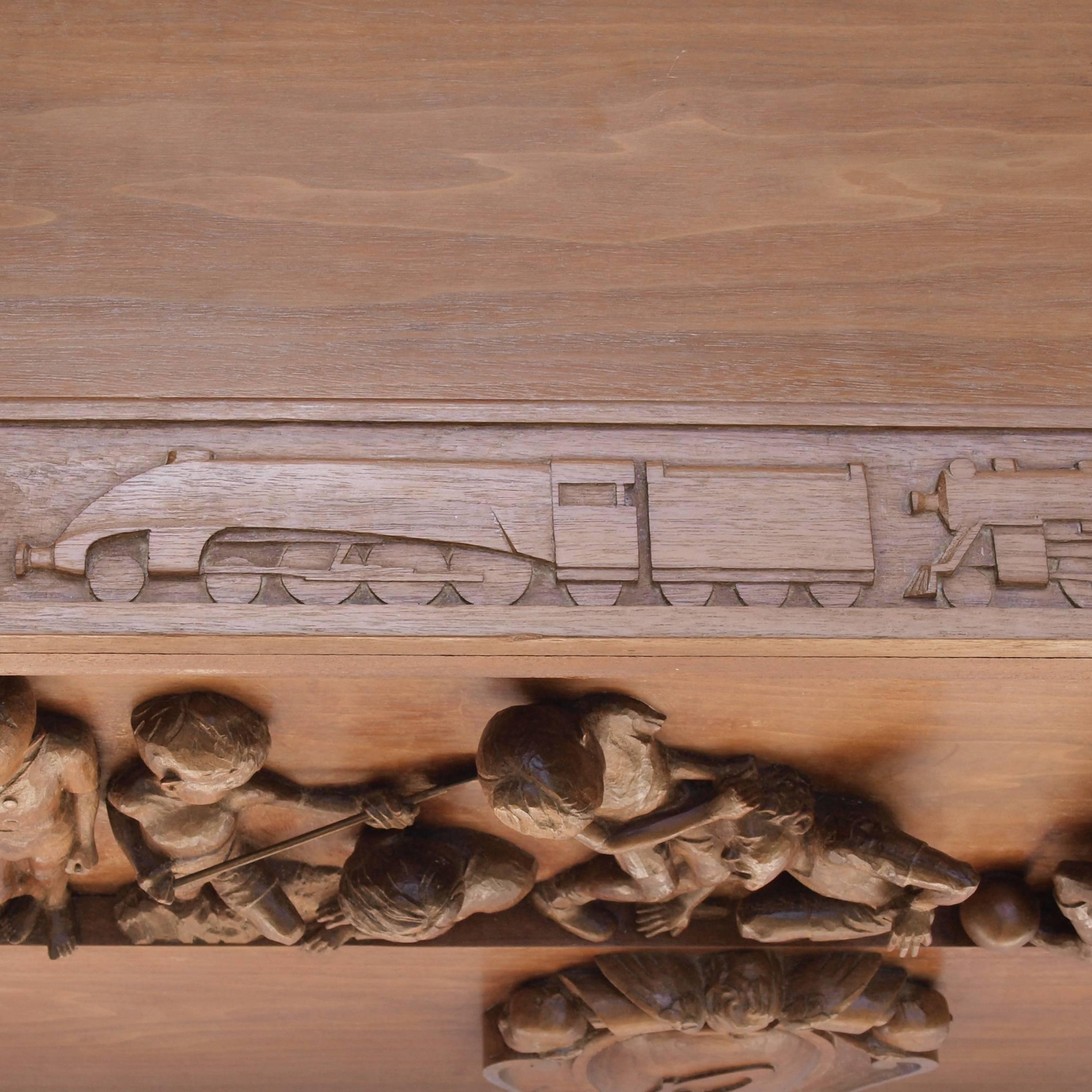 Wood Hand Carved Toy Box 8