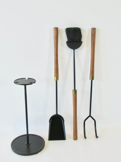Wood Handle Modernist Fire Tool Set by Seymour Mfg