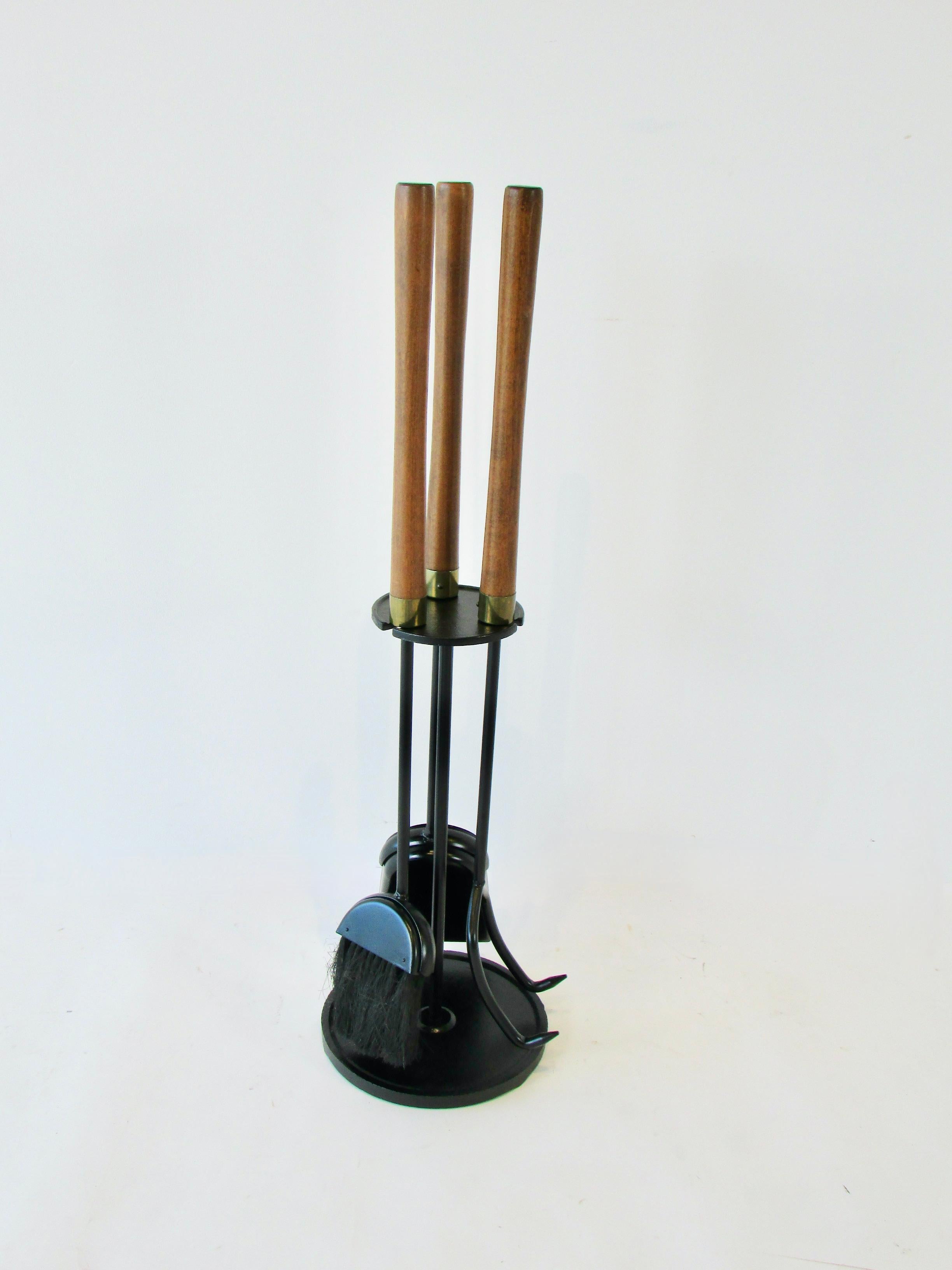 Cast Wood Handle Modernist Fire Tool Set by Seymour Mfg