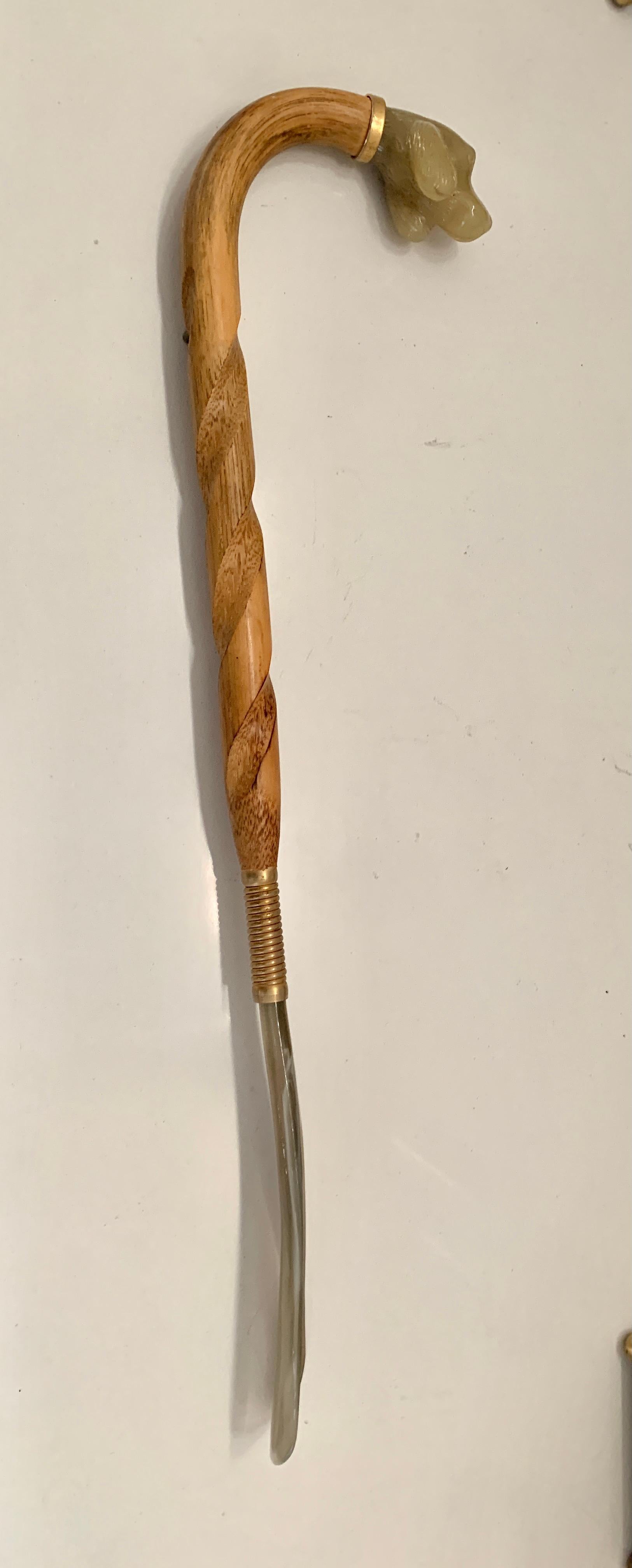 20th Century Wood Handle Shoe Horn with Dog Head Handle