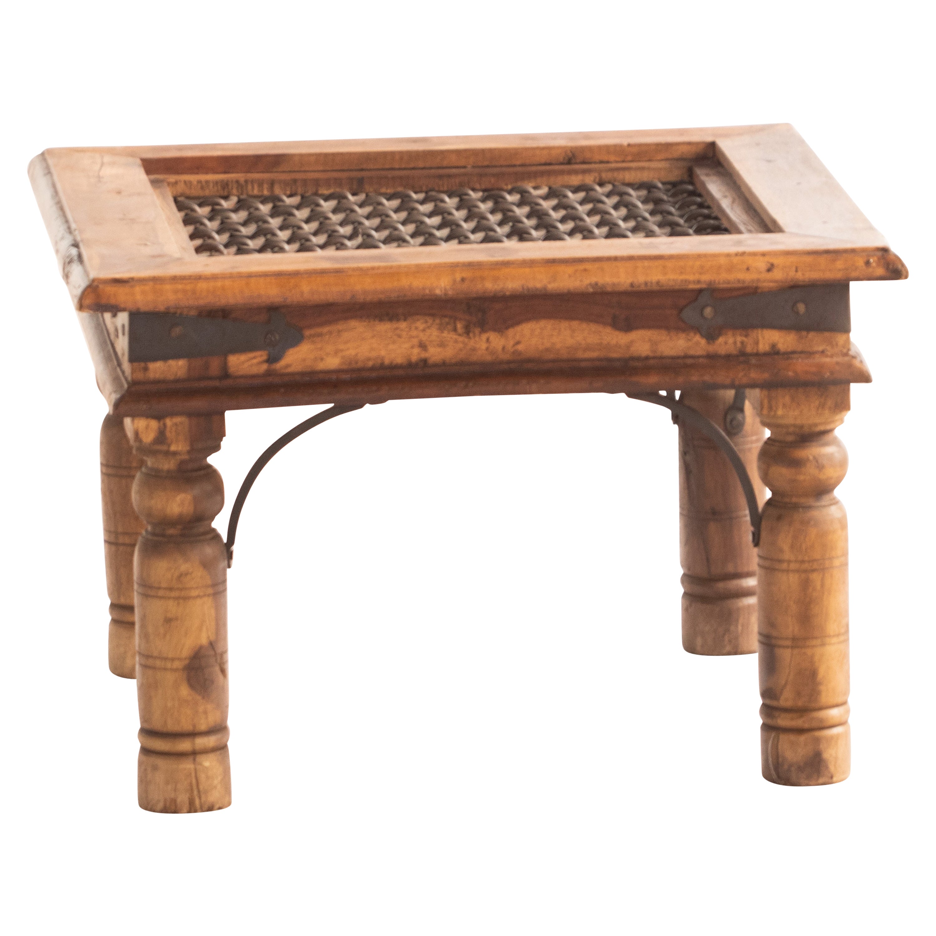 Table en bois faite à la main, design médiéval tissé en fer, mobilier traditionnel italien en vente