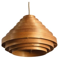 Vintage Wood Hanging Lamp by Hans Agne Jakobsson, 1960s