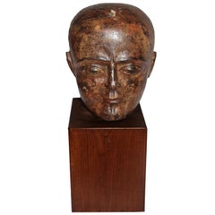 Antique 19th Century Colonial Indian Wood Head