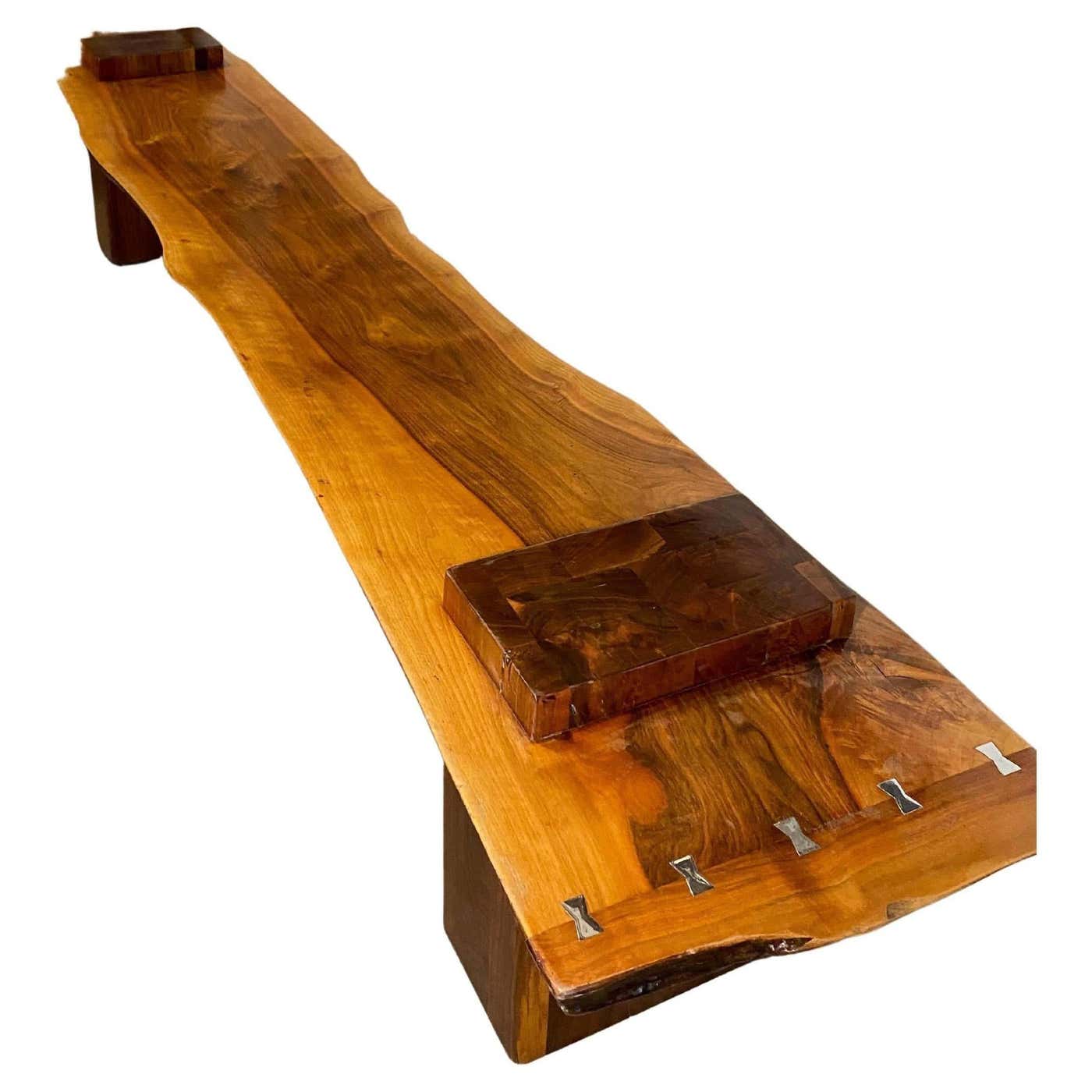 Wood Henge French and American Walnut Slab Bench For Sale at 1stDibs