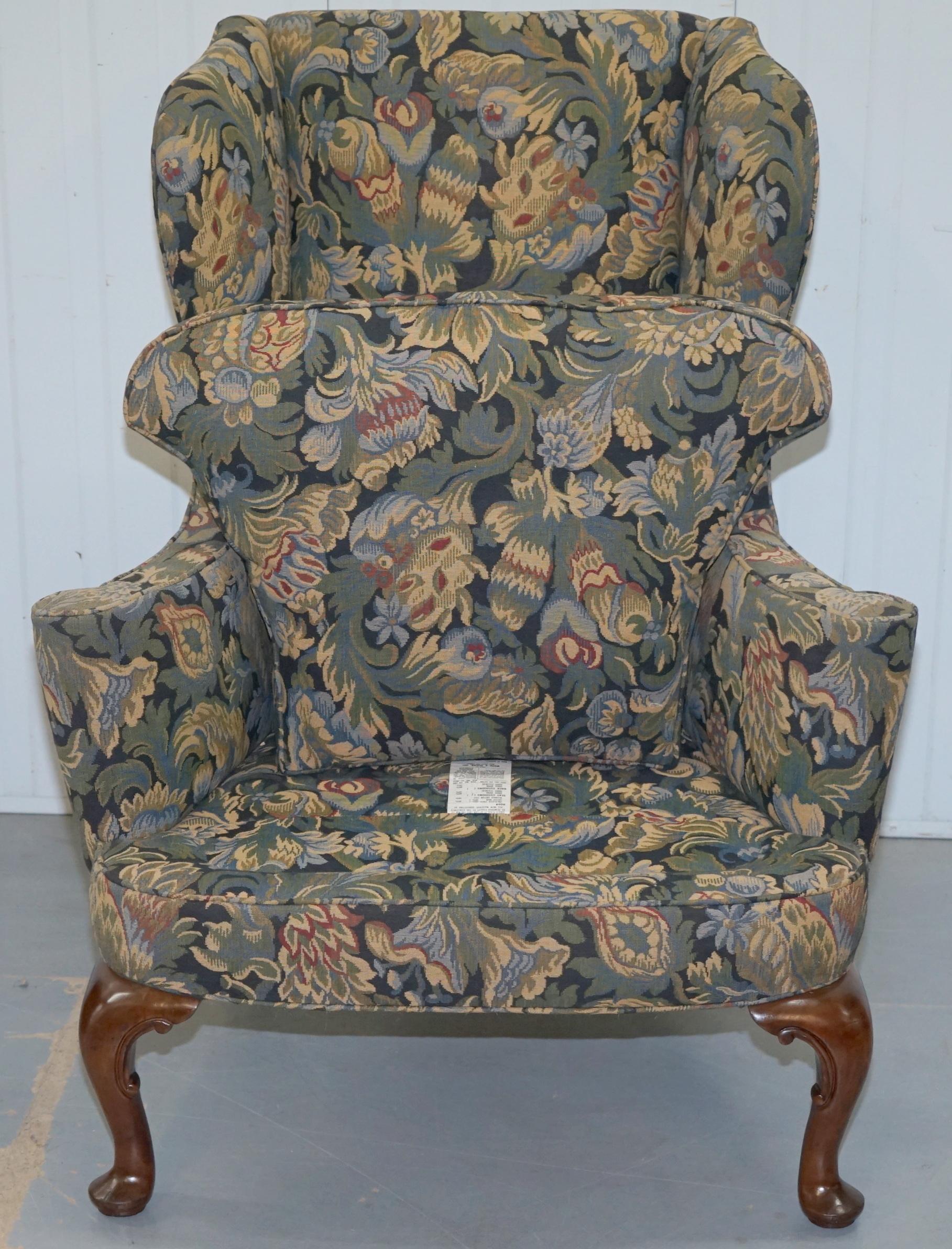 Upholstery Wood & Hogan New York Blenheim Wingback Walnut Armchair William Morris For Sale