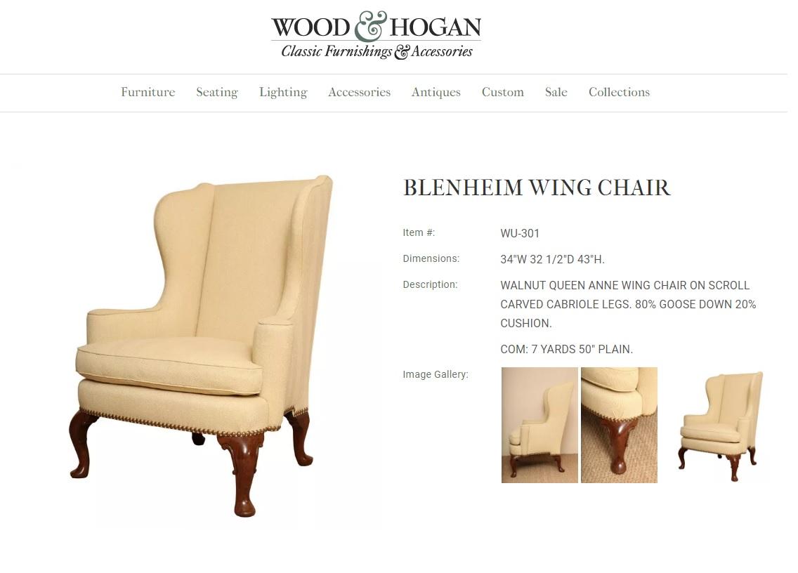 We are delighted to offer for sale this stunning Wood & Hogan of Madison Avenue New York Blenheim model William Morris wingback armchair RRP £9000

This chair is pure quality, it can be found for sale with Wood & Hogan right now, the walnut frame