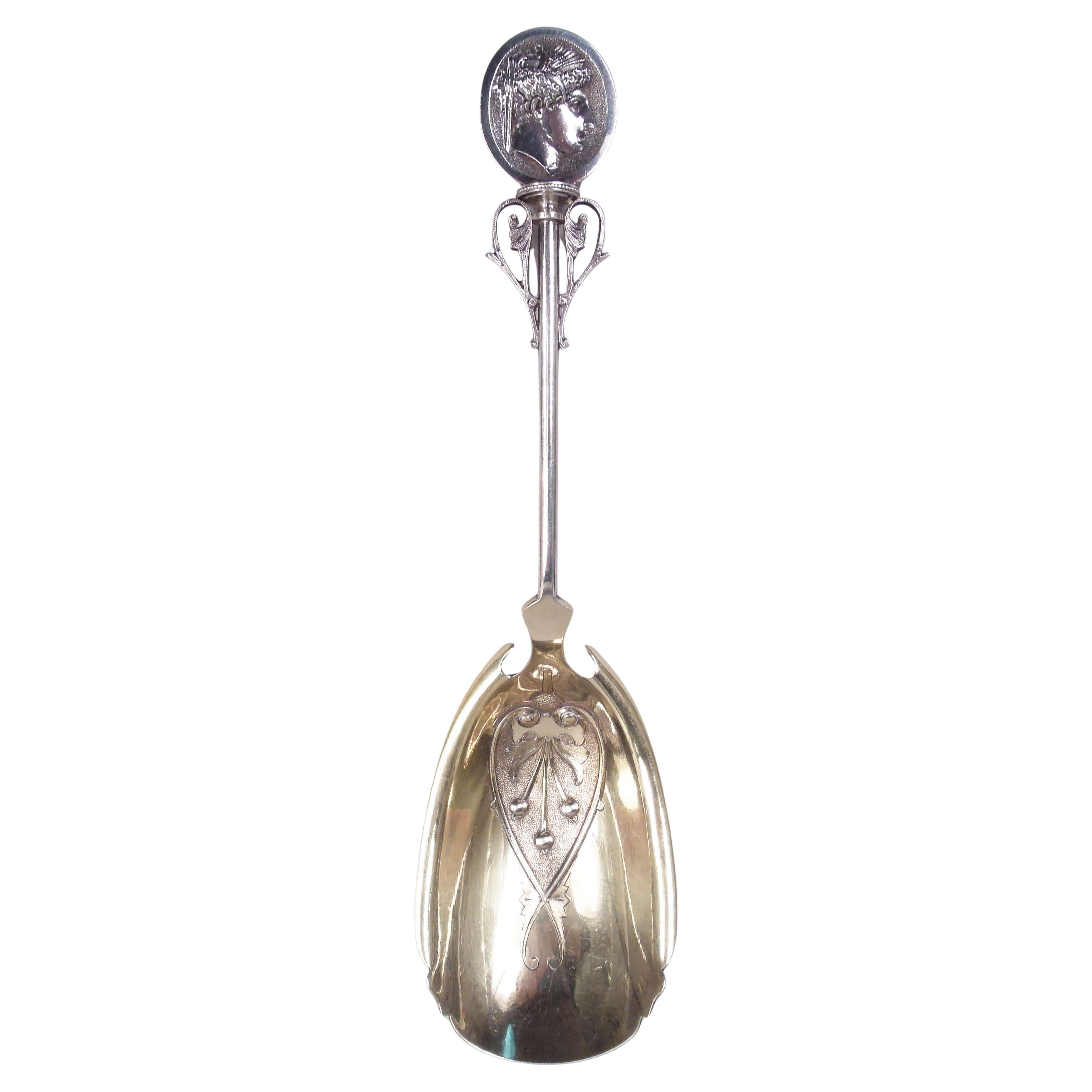 Wood & Hughes New York Medallion Coin Silver Scoop Spoon