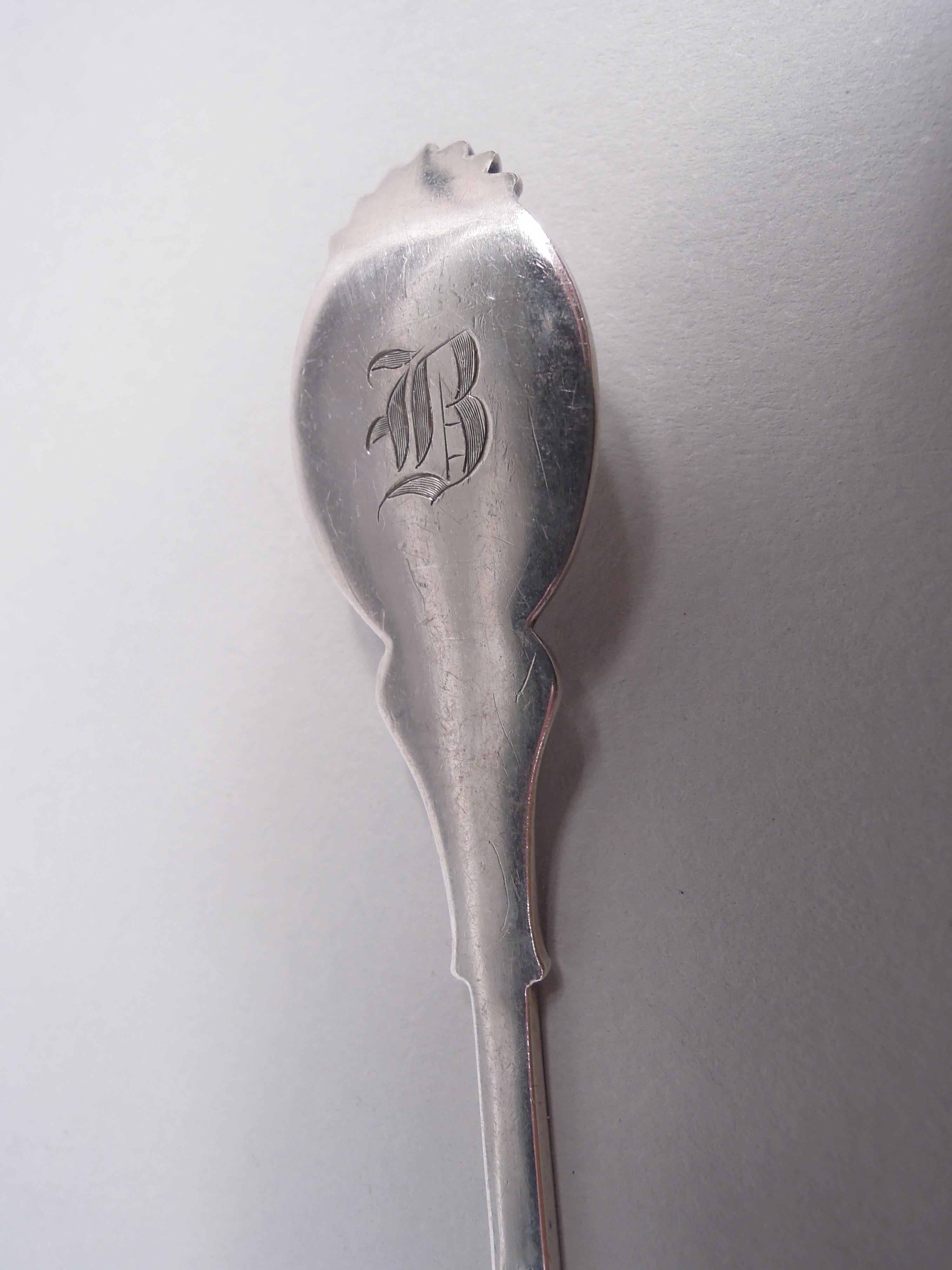 Wood & Hughes New York Medaillon Diana Münze Silber Teelöffel (19. Jahrhundert) im Angebot