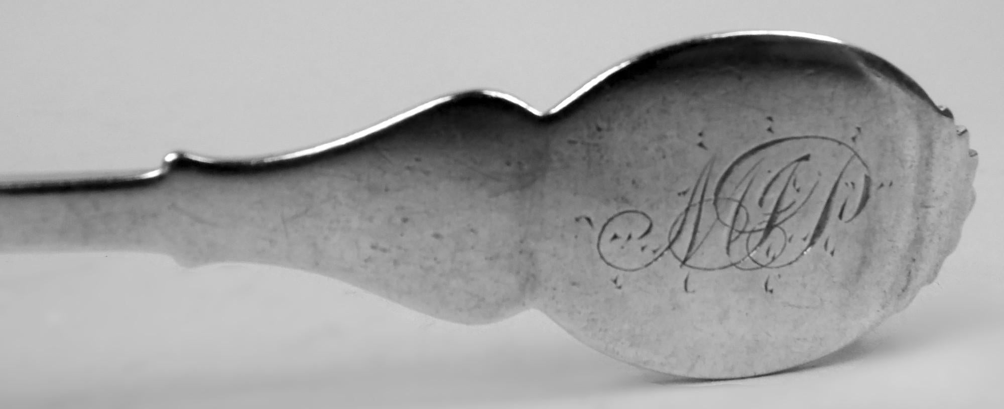 Engraved Wood & Hughes New York Medallion Diana Coin Silver Teaspoons For Sale
