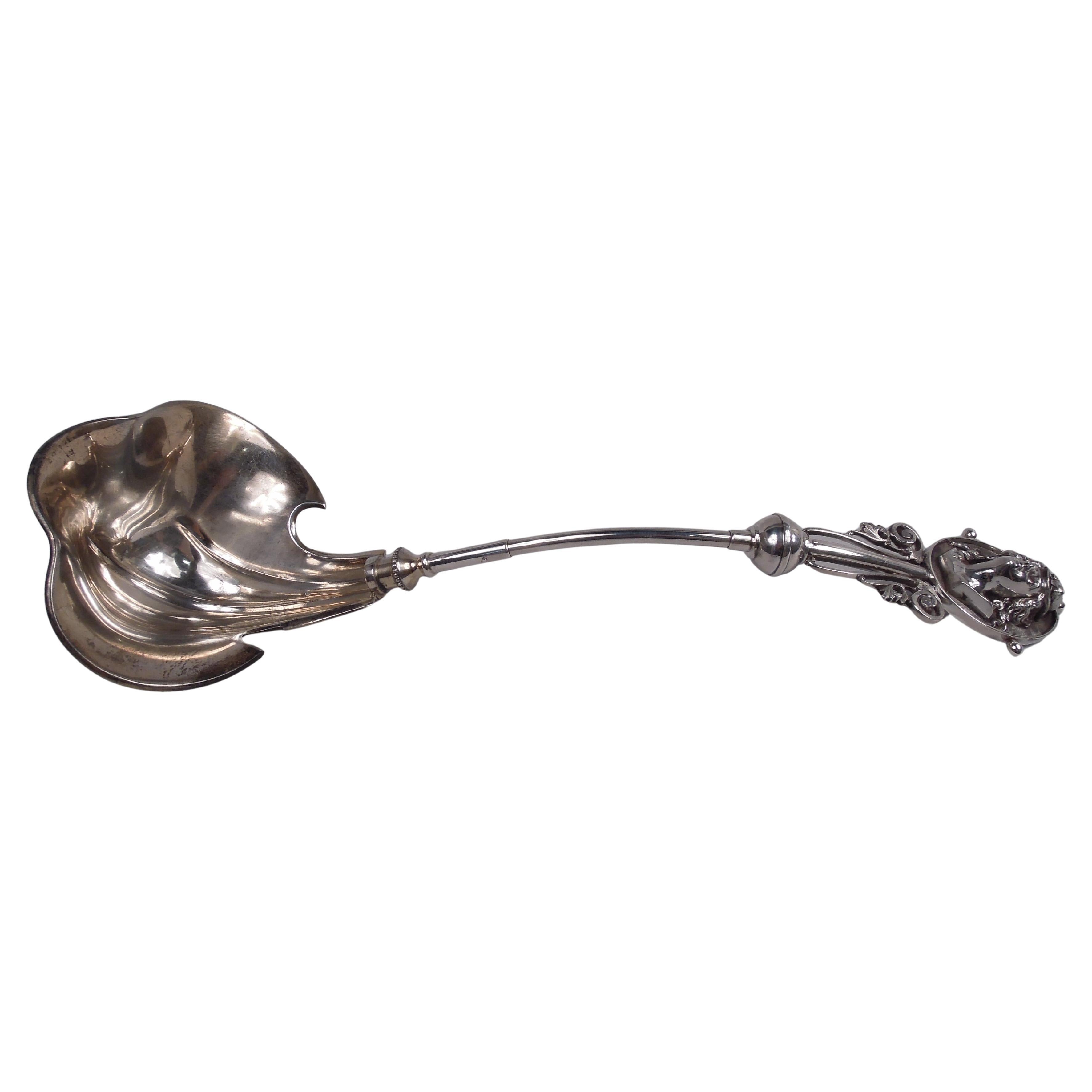 Wood & Hughes New York Sterling Silver Medallion-Inspired Punch Ladle For Sale