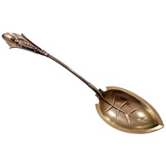 Wood & Hughes Sterling Silver Platter Spoon with 3-D Woman Gold Washed