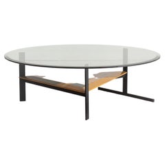 Wood Inlaid Coffee Table with Glass Top in the Style of Giovanni Offredi for Sap