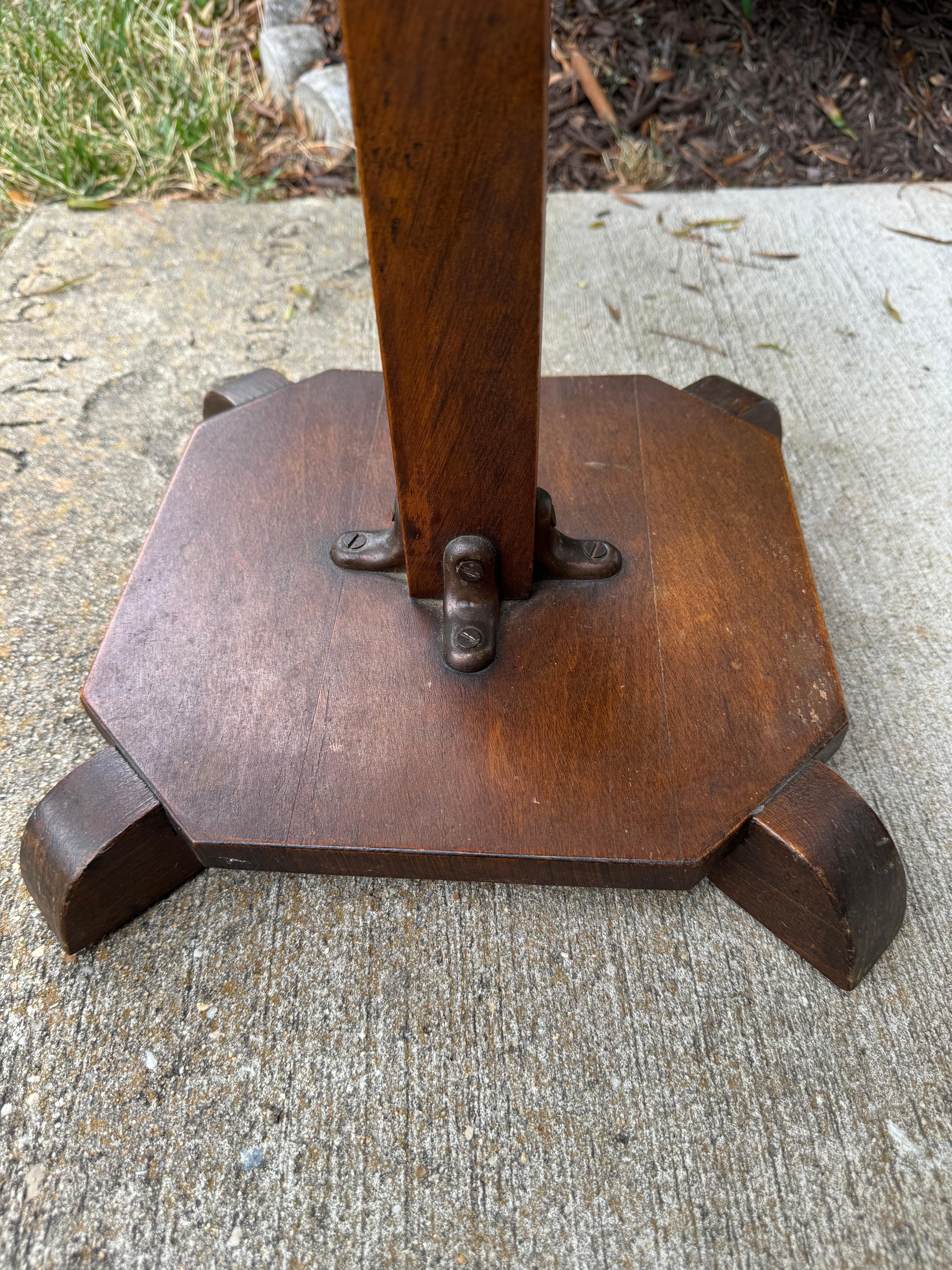 20th Century Wood Inlaid Top Chess Checker Game Side Table