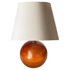 Wood Italian Rond Solid Table Lamp Brown Color Italy 20th Century