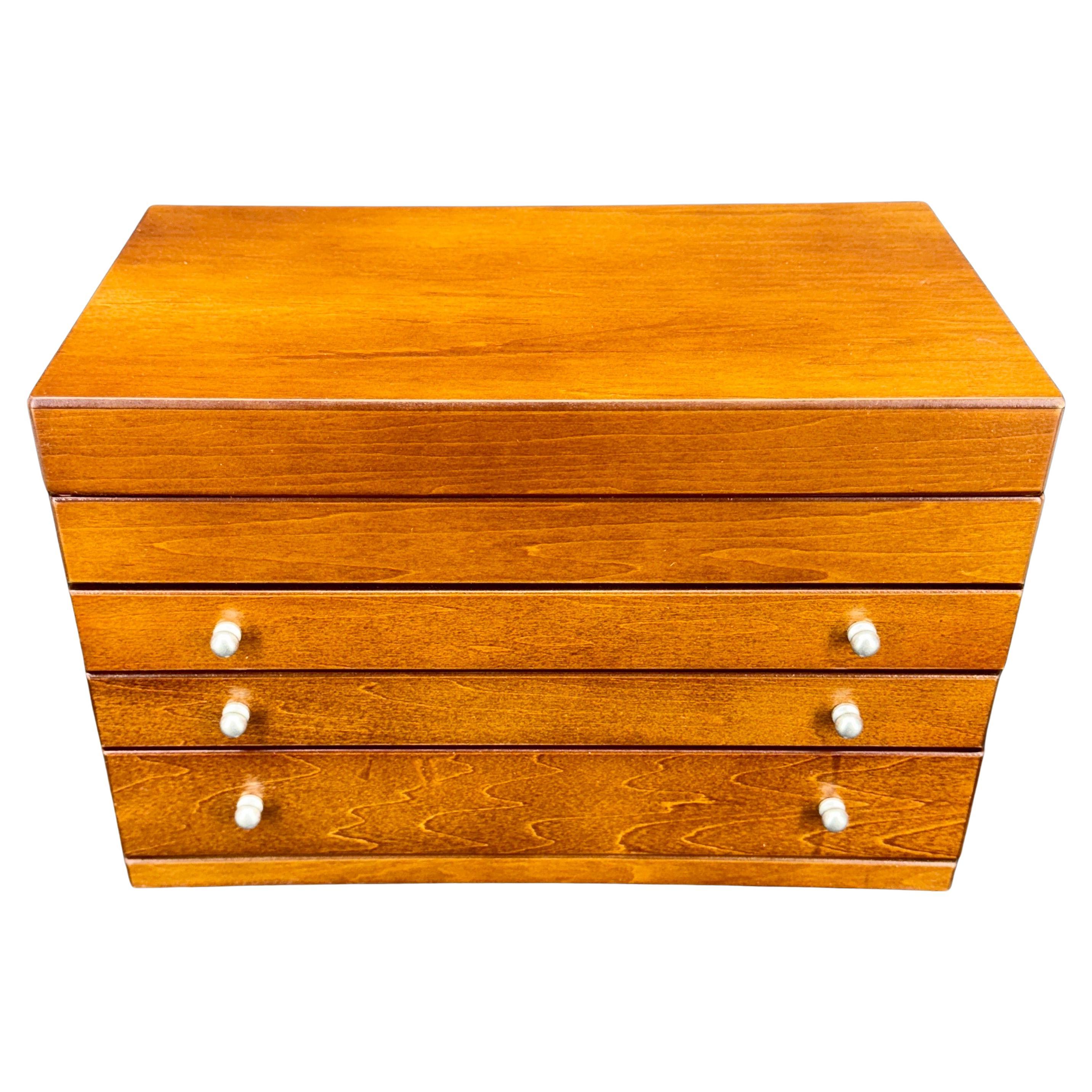 Wood Jewelry Box with Drawers Suede Interior