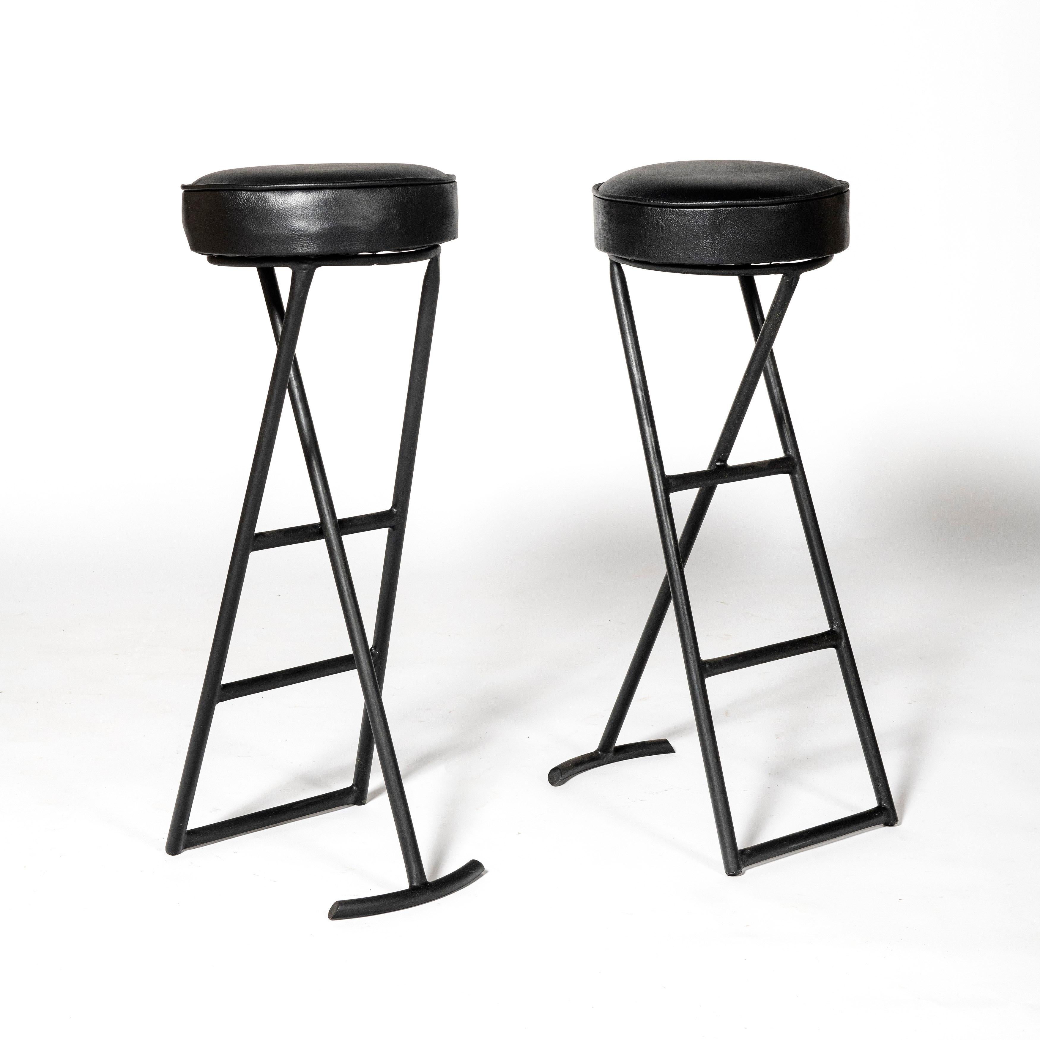 Mid-Century Modern Wood, Jute, Iron, Venetian Tiles American Bar with Two Stools, Mid-20th Century For Sale