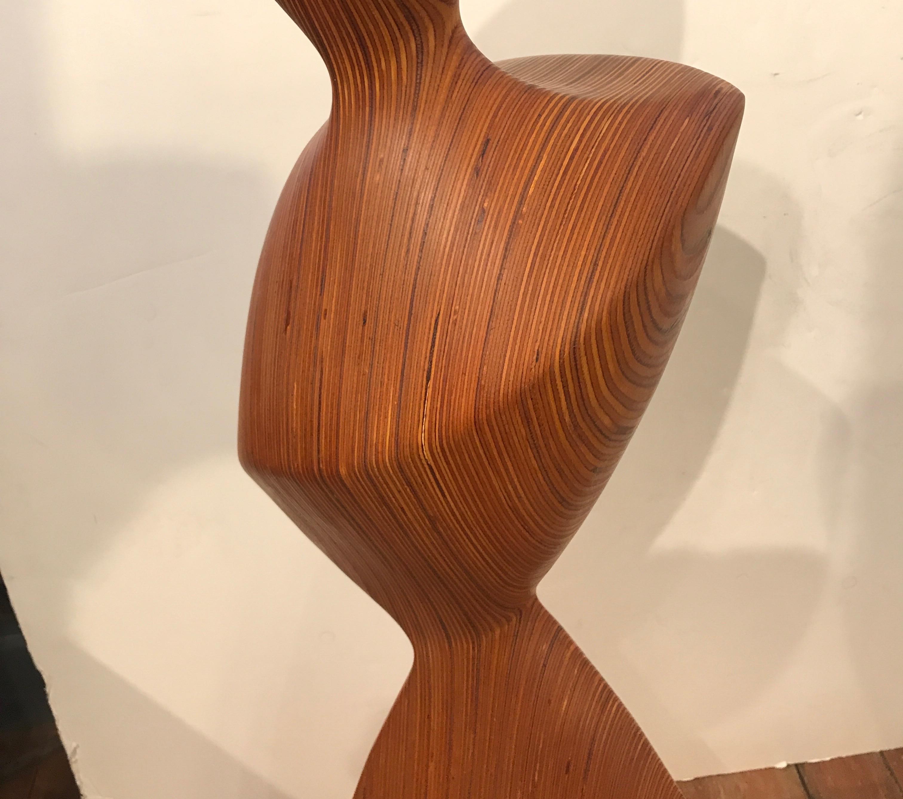 Mid-Century Modern Wood Laminated Abstract Sculpture of a Woman, 1960s
