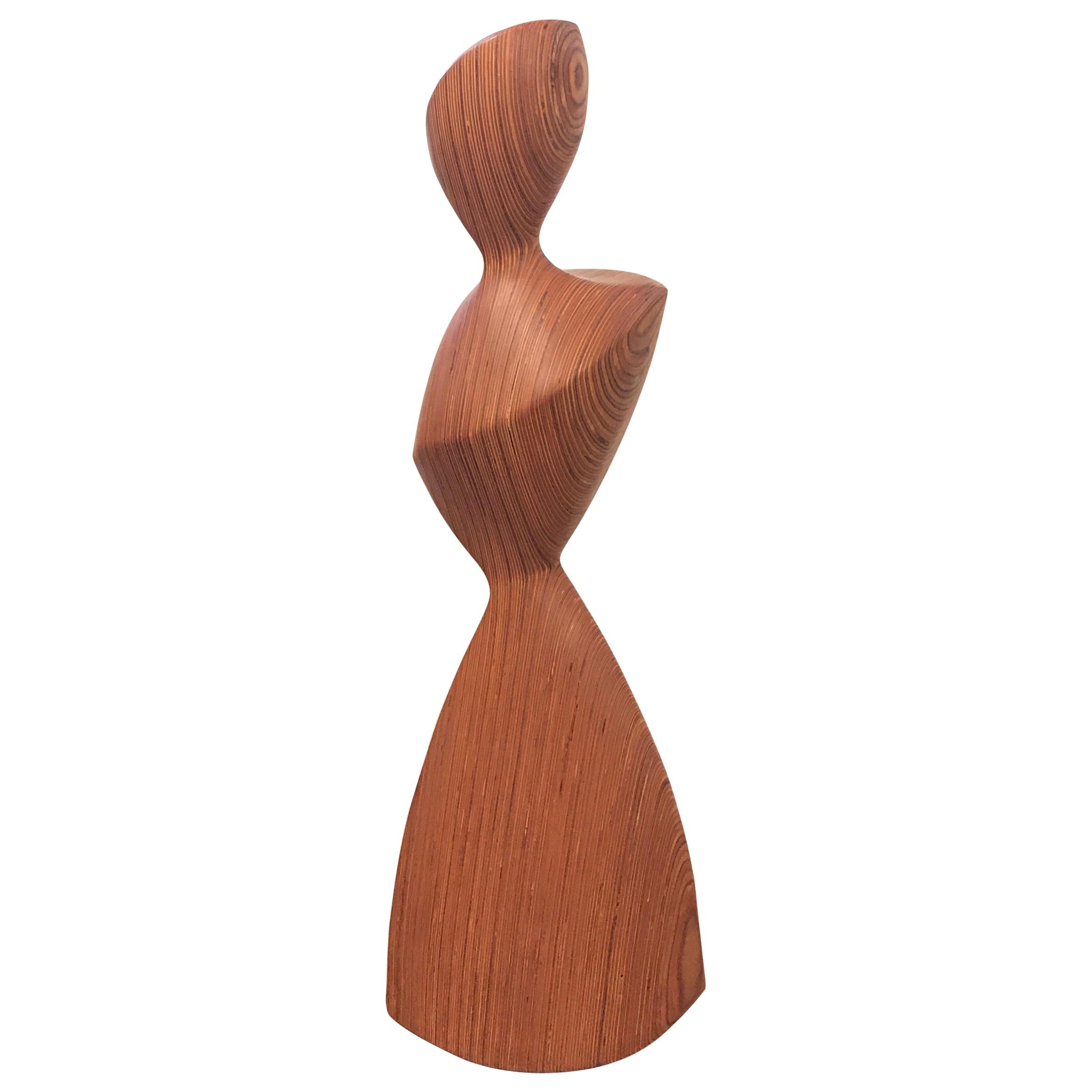 Wood Laminated Abstract Sculpture of a Woman, 1960s