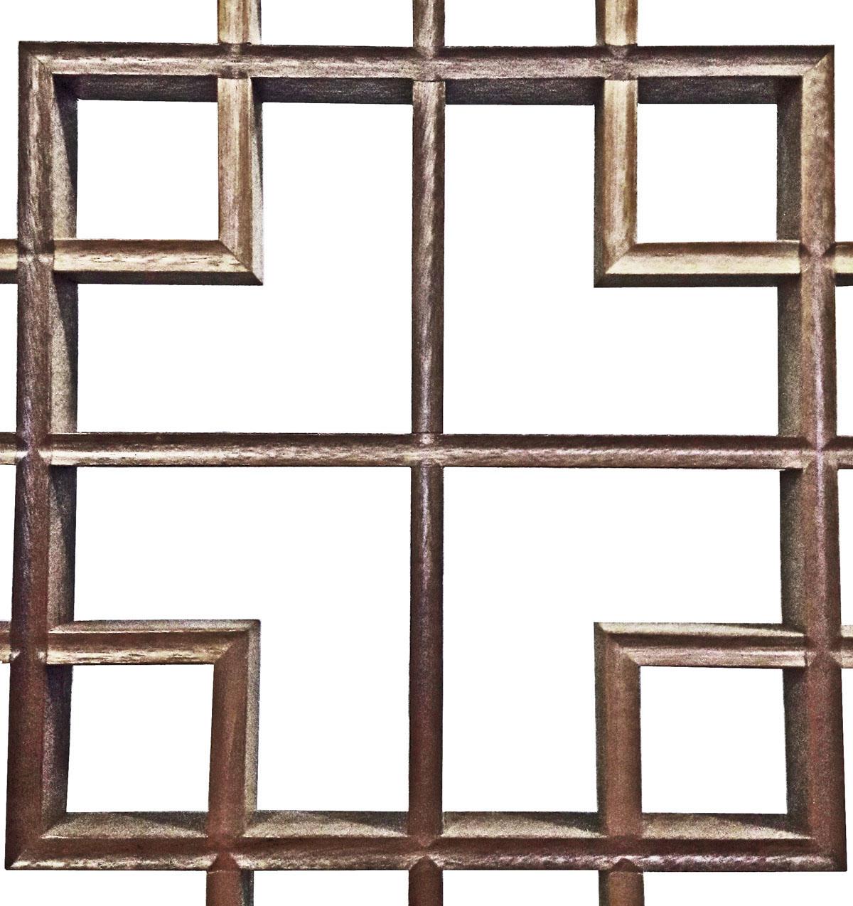 Hand-Carved Wood Lattice Panel, Square, Contemporary