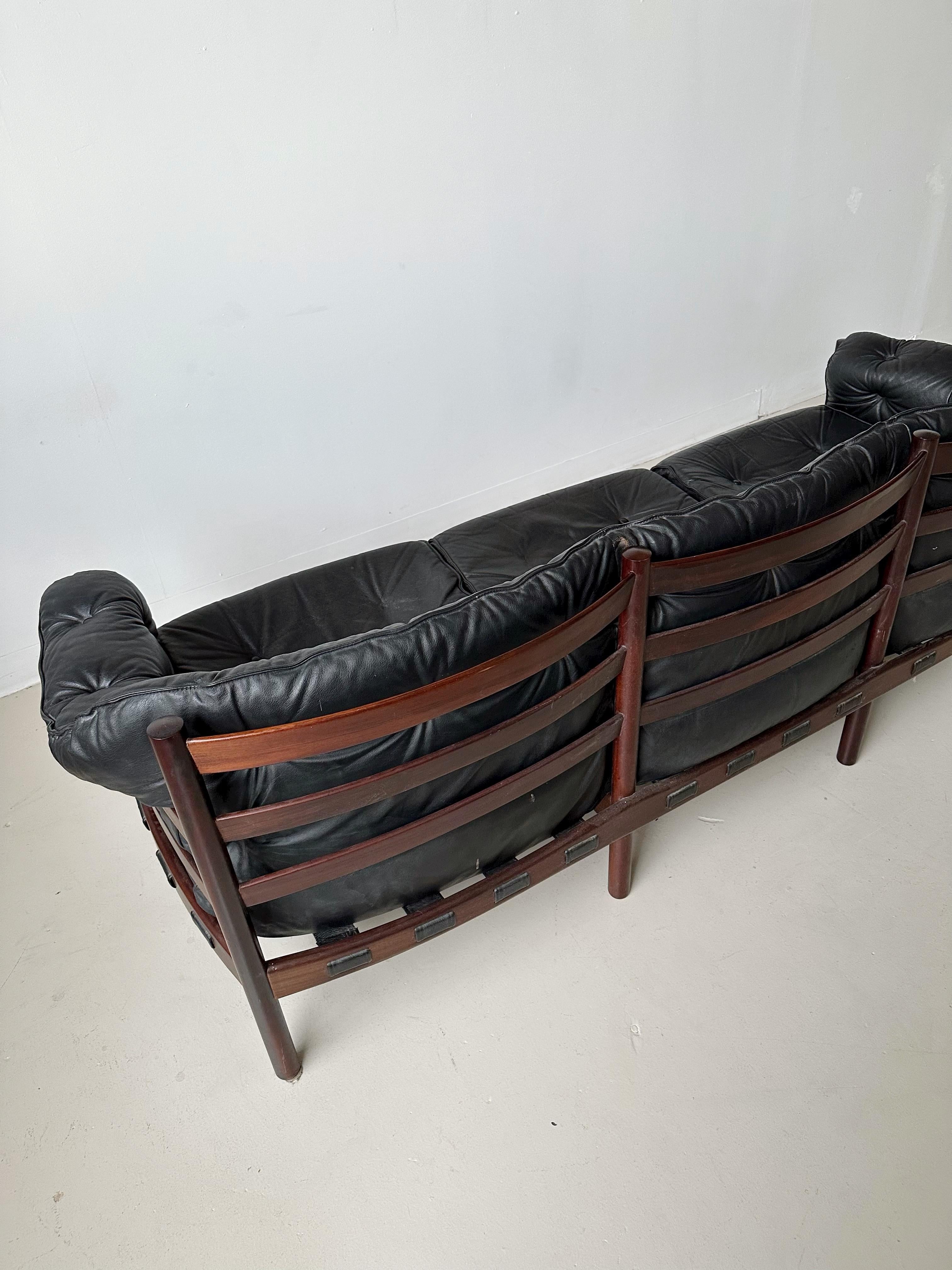 Wood & Leather 3 Seater Sofa by Sven Ellekaer for Coja 2