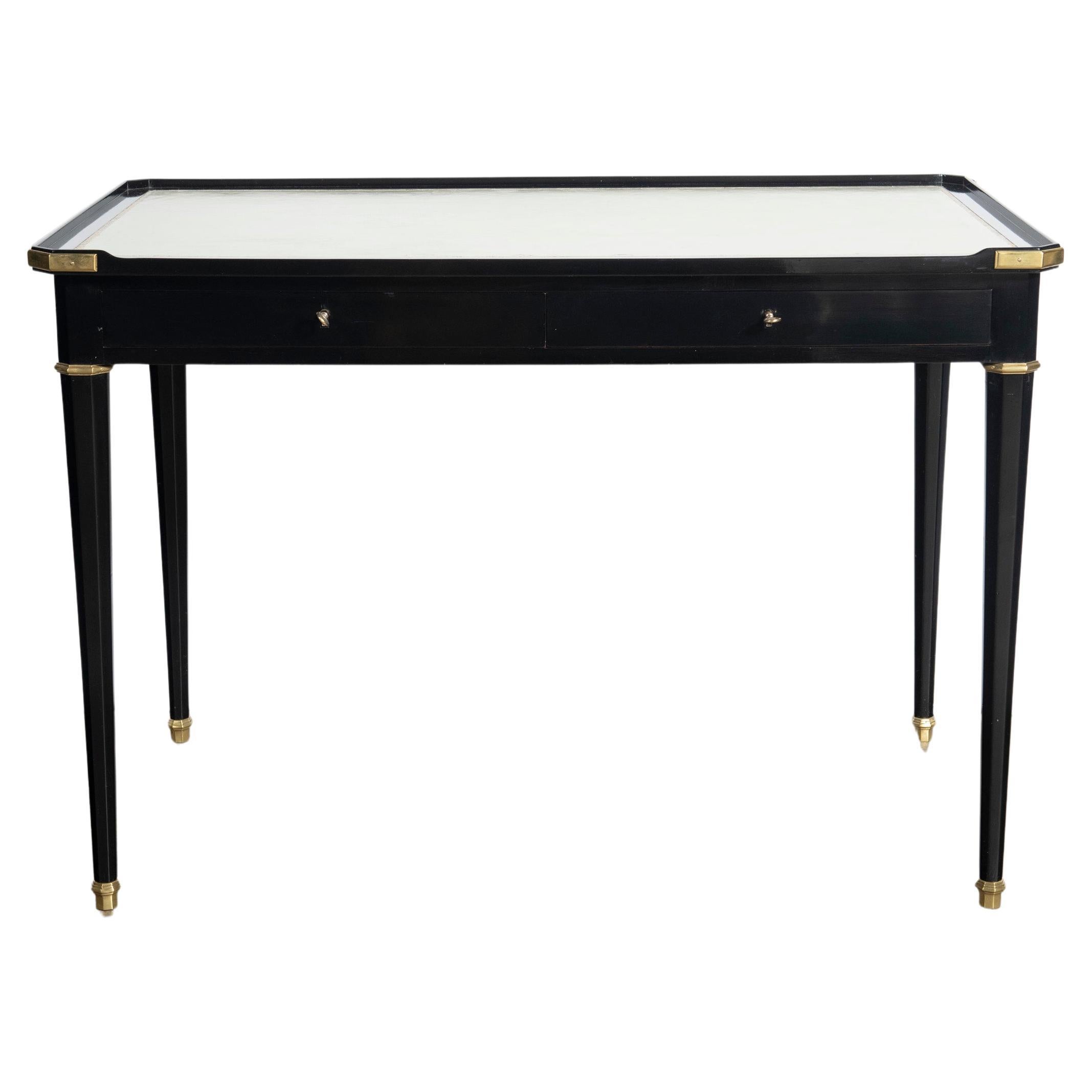 Bureau en bois, cuir et bronze attribué à la Maison Jansen, France, vers 1950.