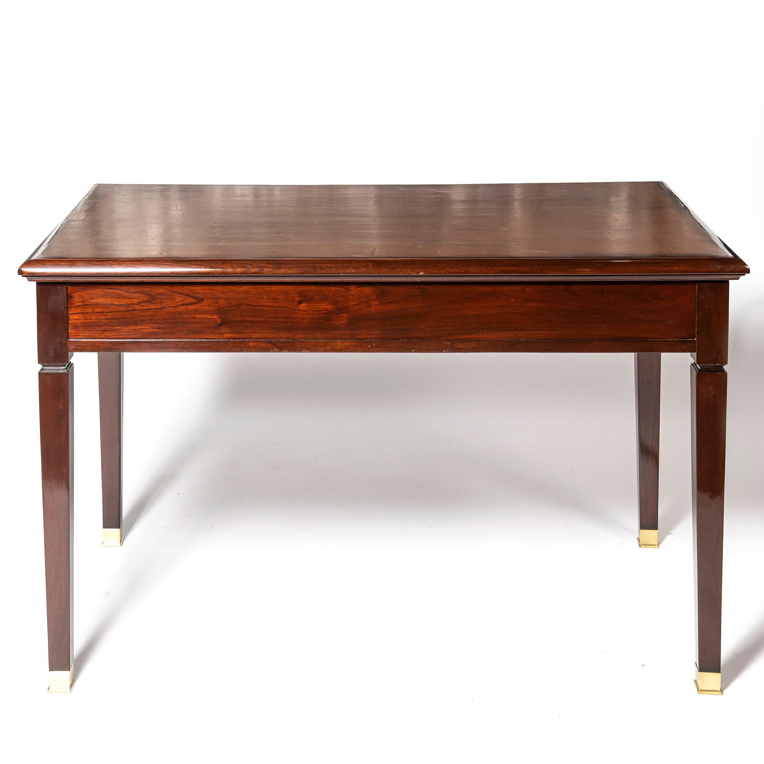 Wood, leather and bronze desk. Argentina, circa 1950.