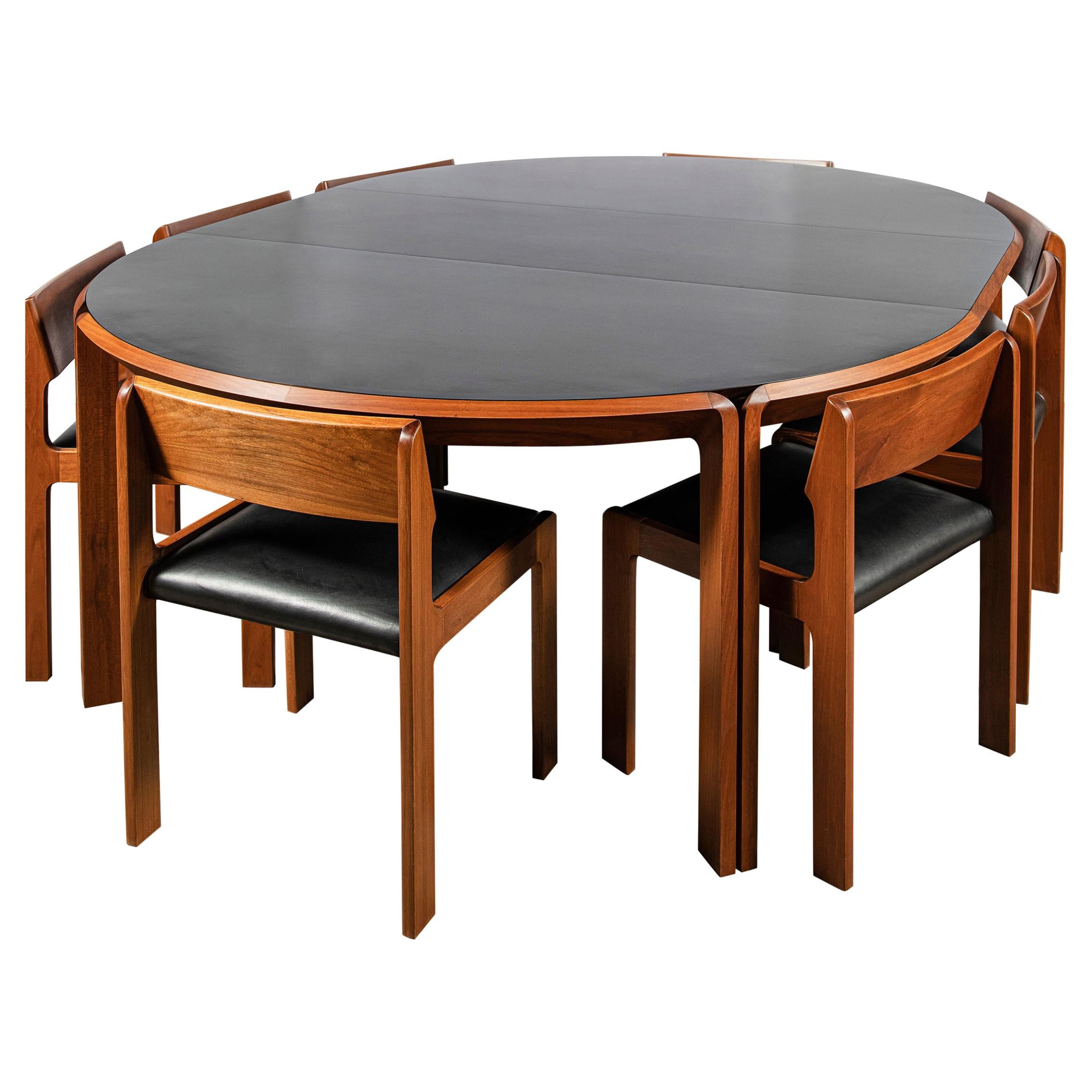 Wood, Leather and Formica Dining Room Set for 10 People by Churba, Argentina