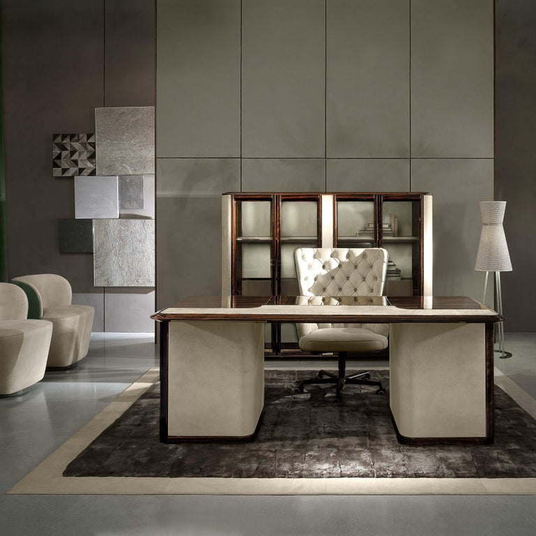 Wood, Leather, Bruce Office Desk For Sale at 1stDibs