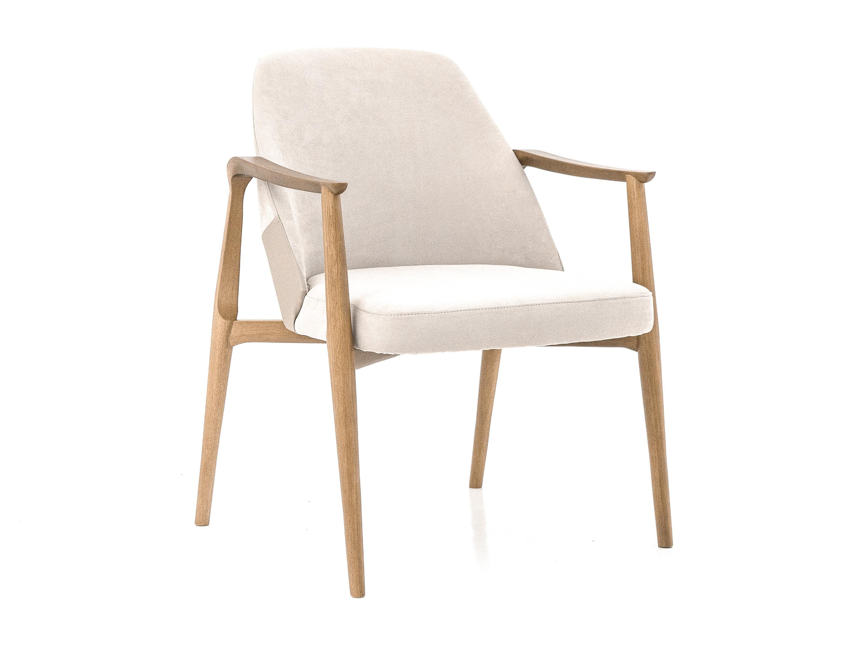 Dandara presents us with a design that emphasizes the expressiveness of wood, with smooth curves that harmonize with complex joints and sharp corners.
Emphasis on the shell-shaped back, involving and inviting, and the structure in 