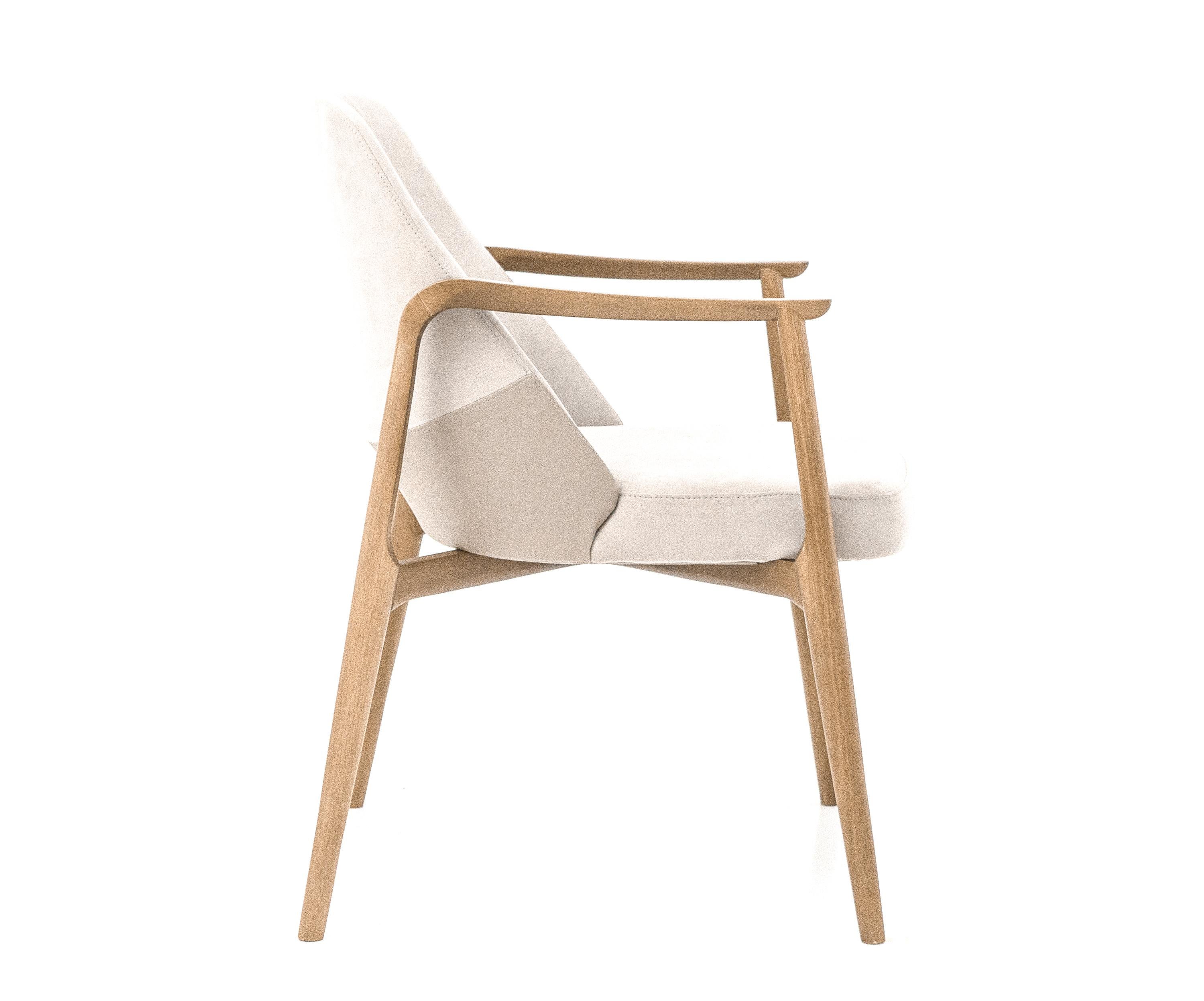 Wood Legs, Upholstered Fabric, Dandara Dining Chair with Armrest In New Condition For Sale In Miami, FL