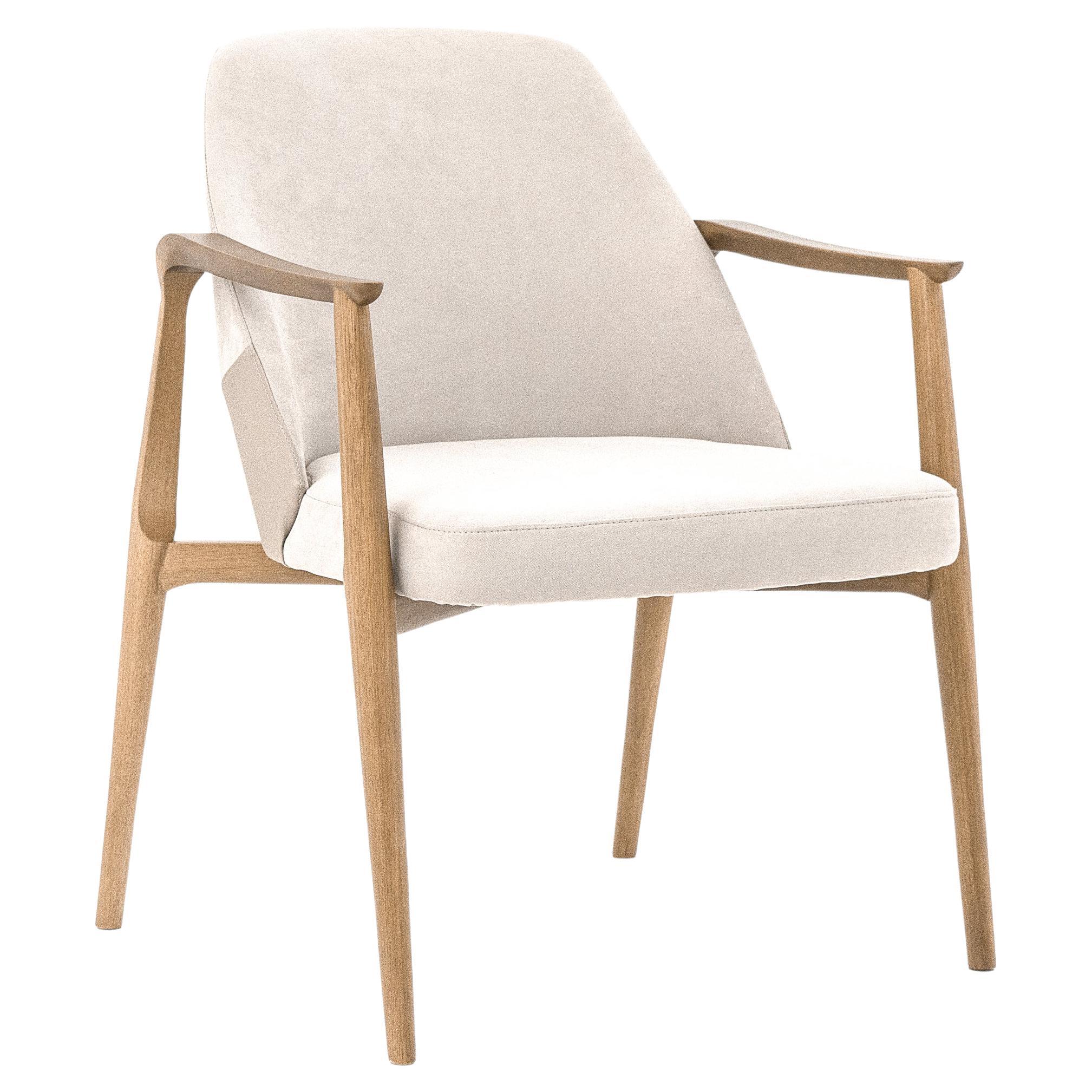 Wood Legs, Upholstered Fabric, Dandara Dining Chair with Armrest