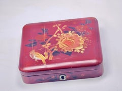 Wood Lidded Box, Hand-Painted and Lacquered, Japanese, Early 20Century