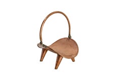 Wood Log Holder Rack or Decorative Bascket Hammered Copper, France, circa 1940