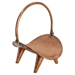 Wood Log Holder Rack or Decorative Bascket Hammered Copper, France, circa 1940