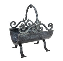 Wood Log Holder Rack Wrought Iron, France, circa 1960