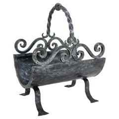 Wood Log Holder Rack Wrought Iron, France, circa 1960