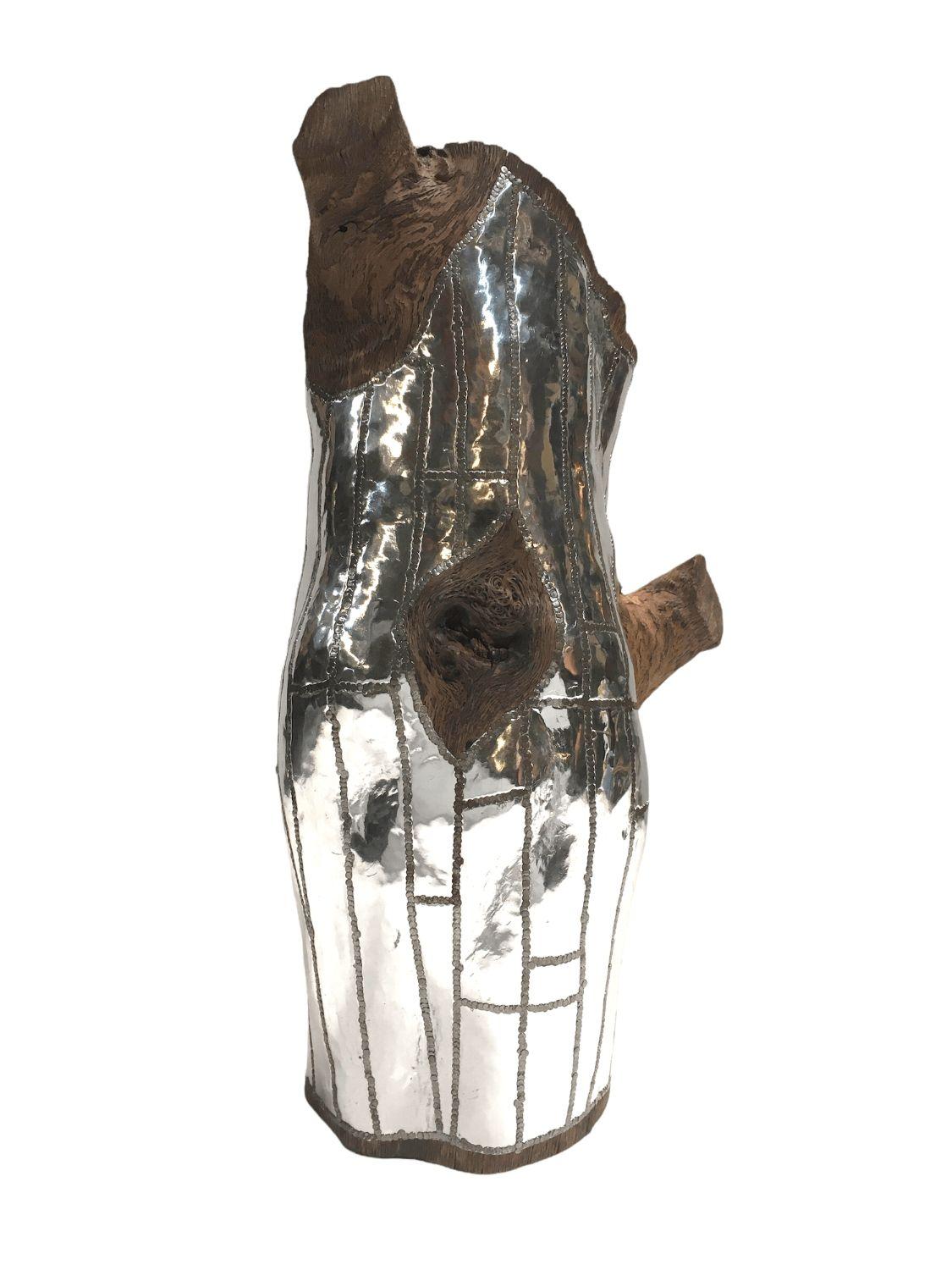 Wood Log Urban Sculpture in Oaxacan Silversmith Style by artist Blake Shane 4