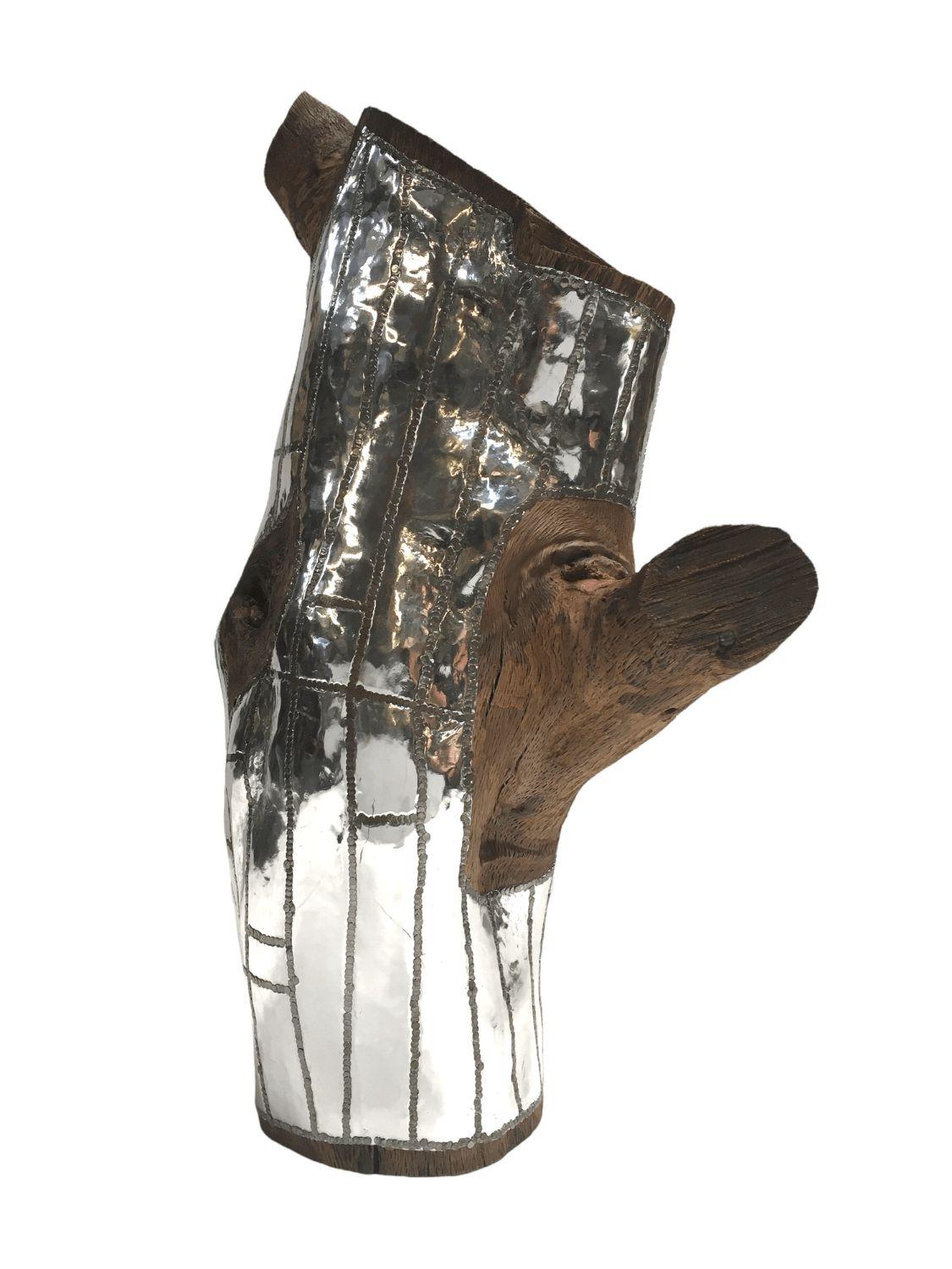 Wood Log Urban Sculpture in Oaxacan Silversmith Style by artist Blake Shane 5