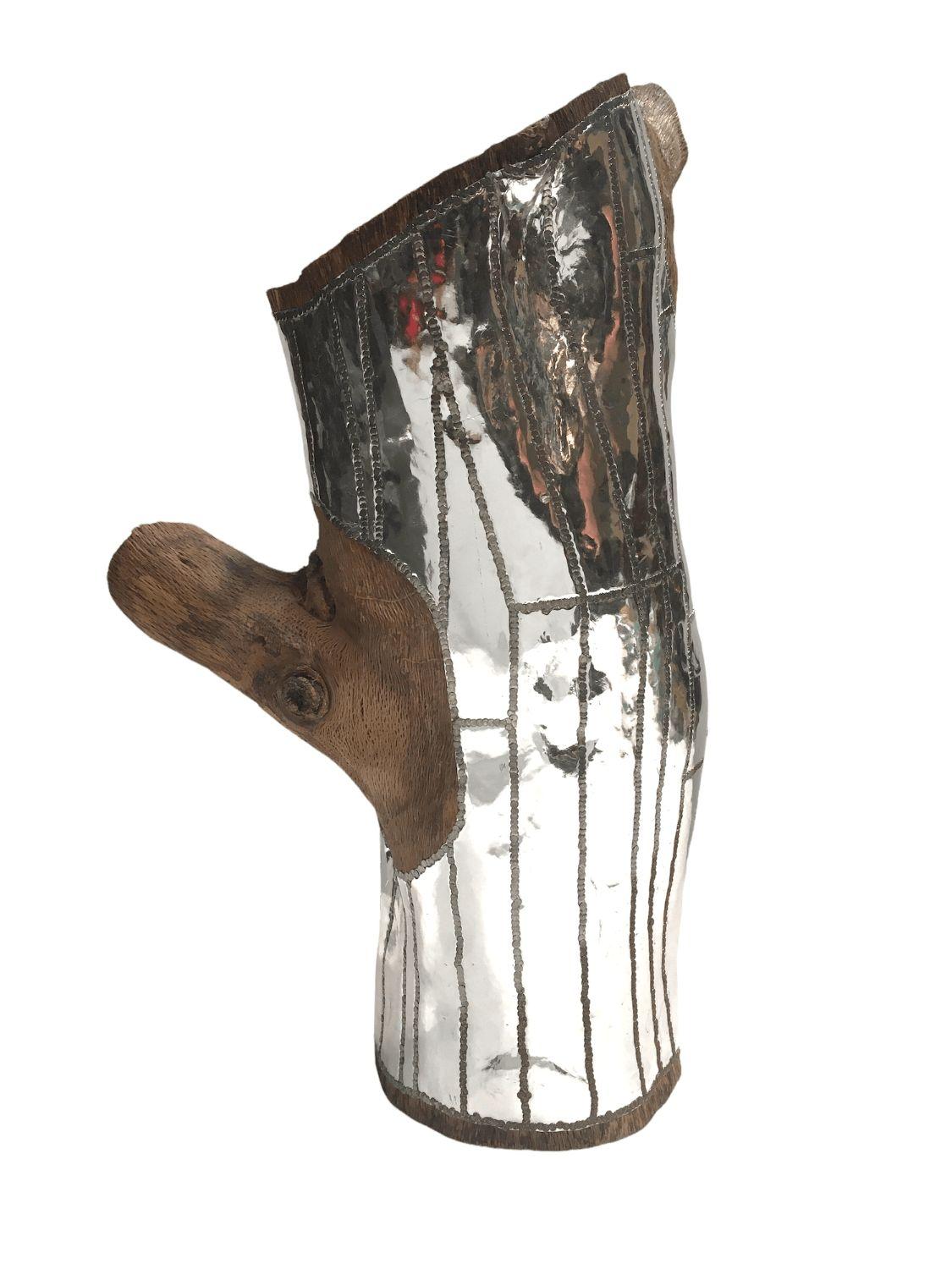Wood Log Urban Sculpture in Oaxacan Silversmith Style by artist Blake Shane 6