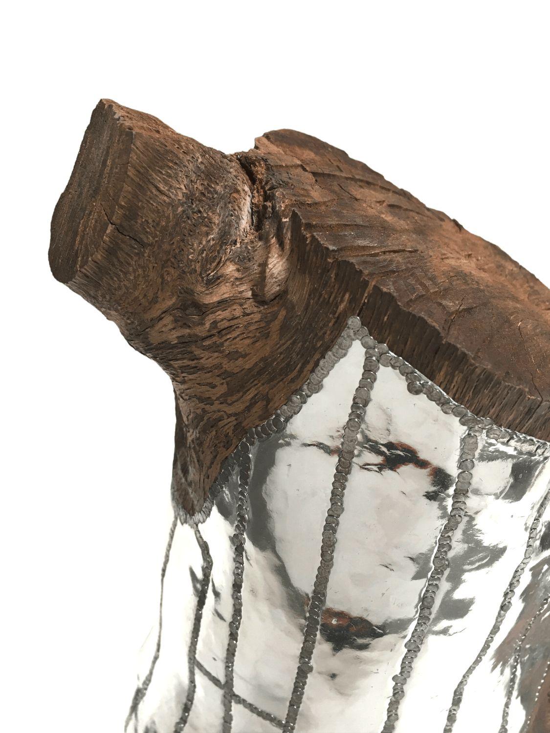 Wood Log Urban Sculpture in Oaxacan Silversmith Style by artist Blake Shane 1