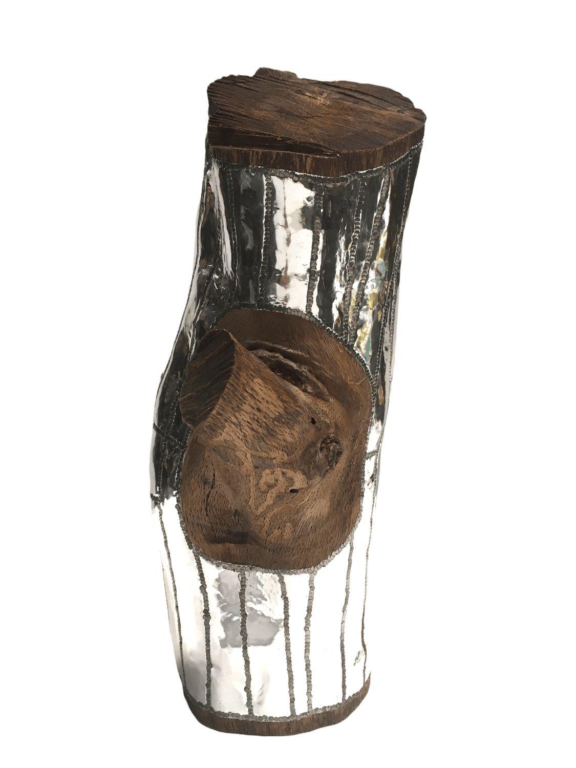 Wood Log Urban Sculpture in Oaxacan Silversmith Style by artist Blake Shane 3