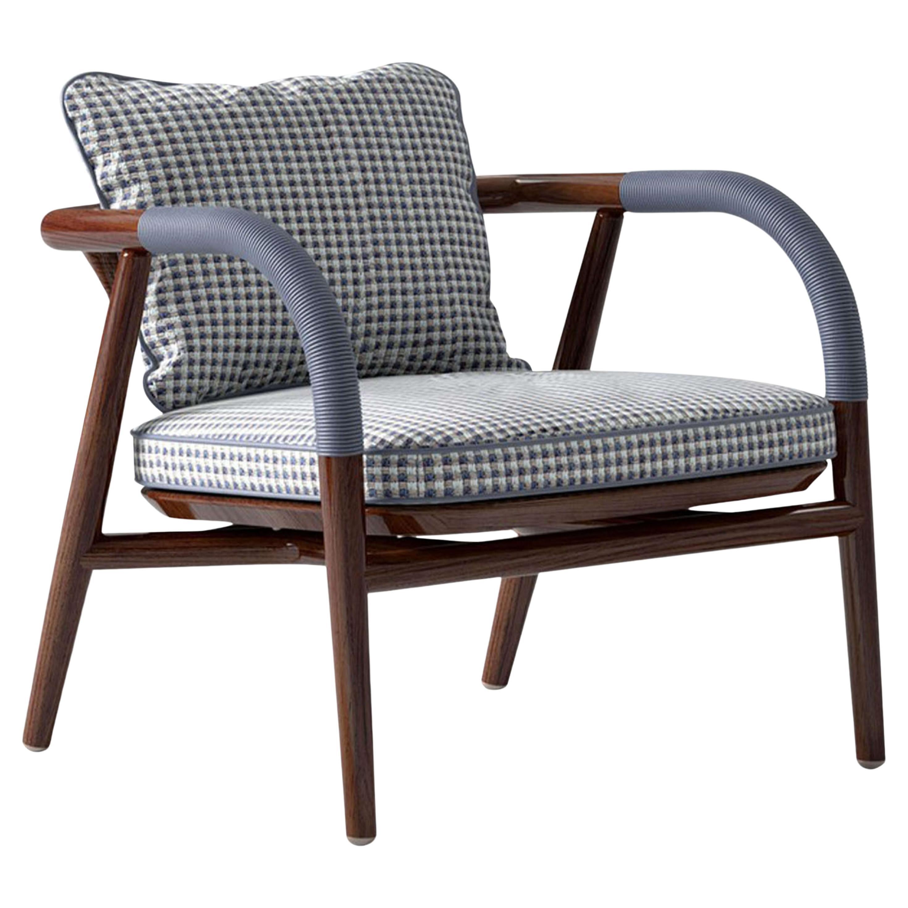  Wood Lounge Chair With Metal Details For Sale