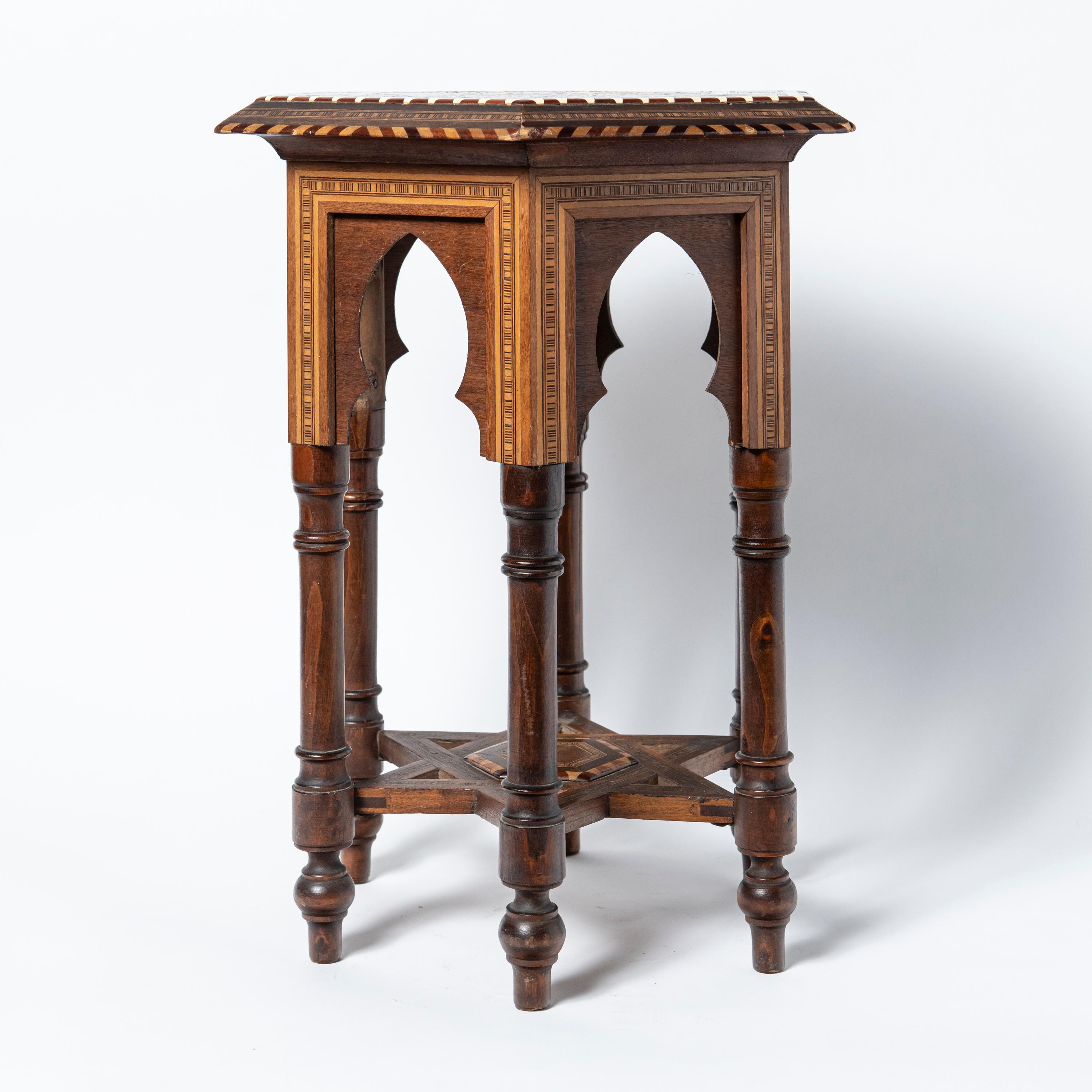 Early 20th Century Wood low table in Mudejar style. Spain, circa 1920. For Sale