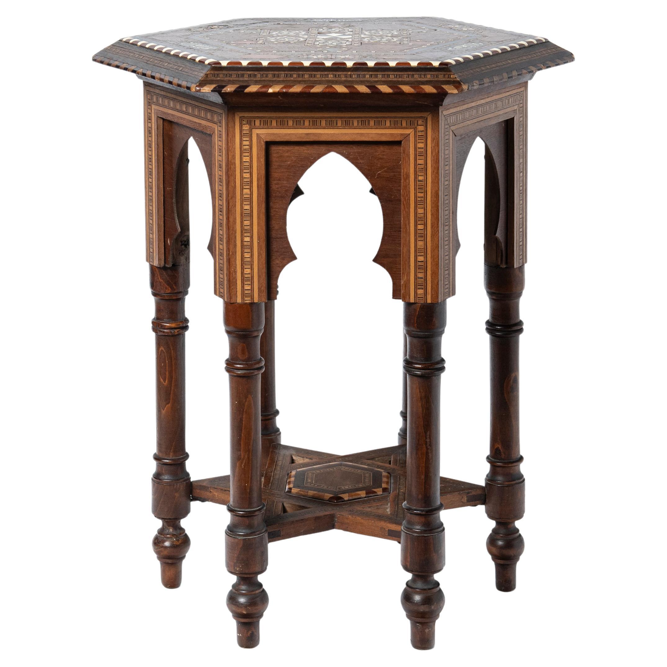 Wood low table in Mudejar style. Spain, circa 1920. For Sale