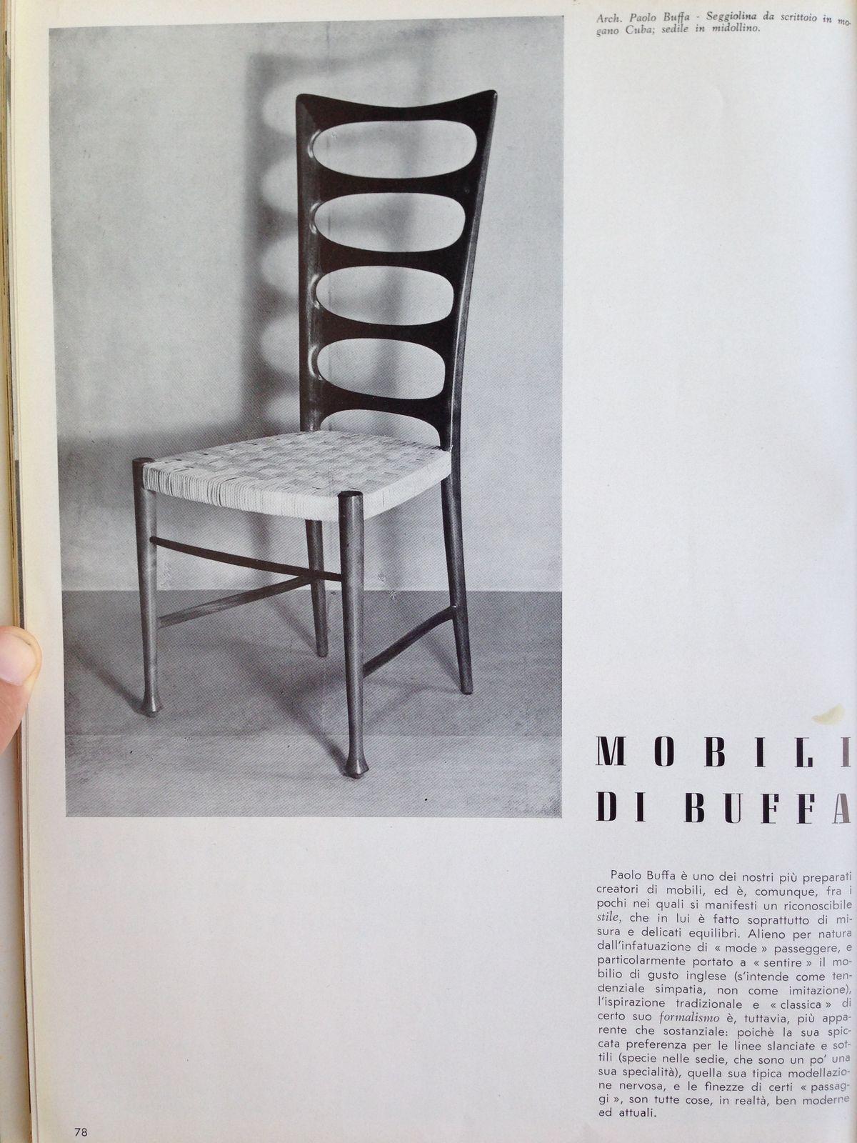 Holz & Magenta Stoffsitz 1950er Jahre Esszimmerstühle von Paolo Buffa:: Satz von 4 im Angebot 8