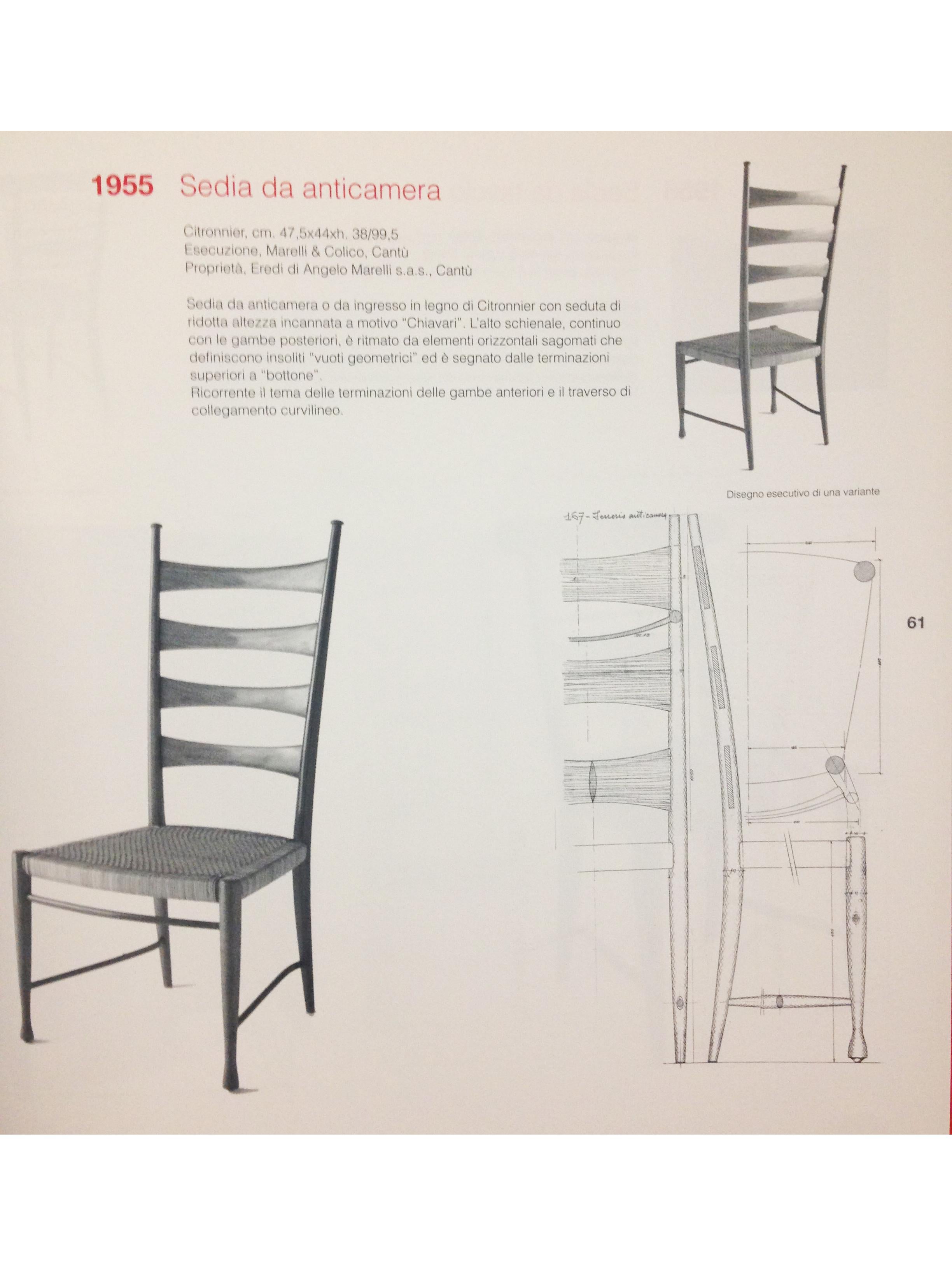 Holz & Magenta Stoffsitz 1950er Jahre Esszimmerstühle von Paolo Buffa:: Satz von 4 im Angebot 9