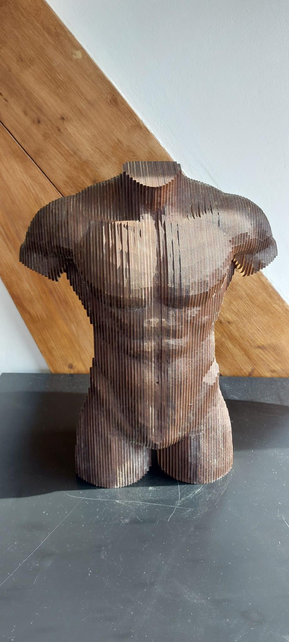 Wood Male Torso Sculpture MDF  For Sale 2